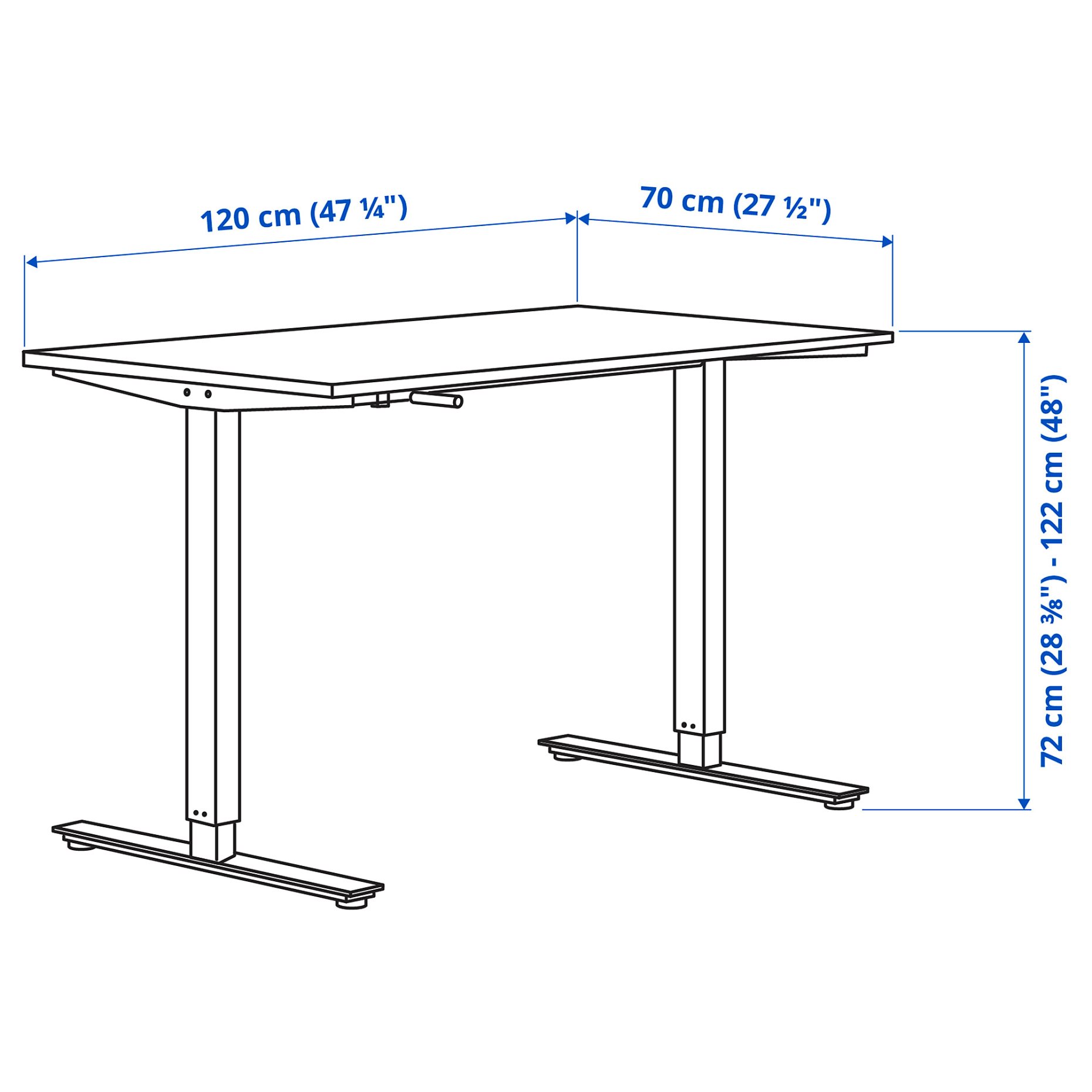 TROTTEN, desk sit/stand, 120x70 cm, 894.341.27