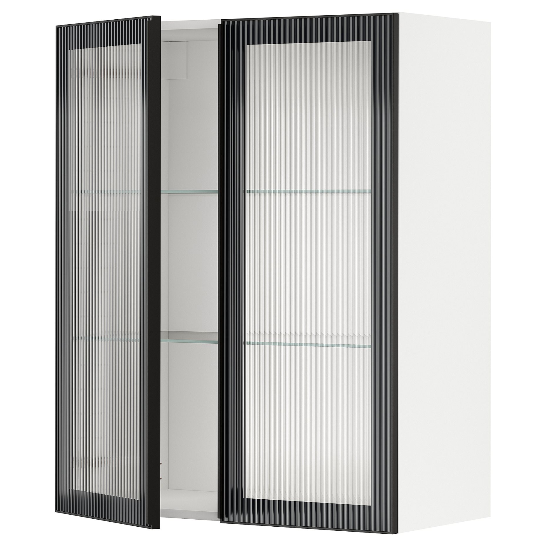 METOD, wall cabinet with shelves/2 glass doors, 80x100 cm, 894.906.65