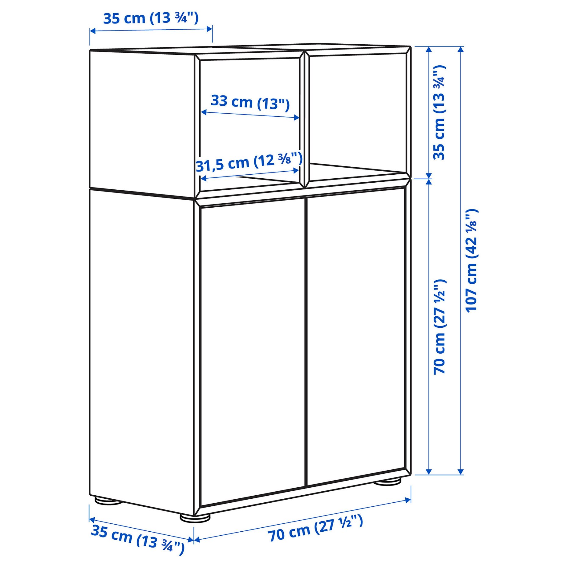 EKET, cabinet combination with legs, 70x35x107 cm, 894.927.68