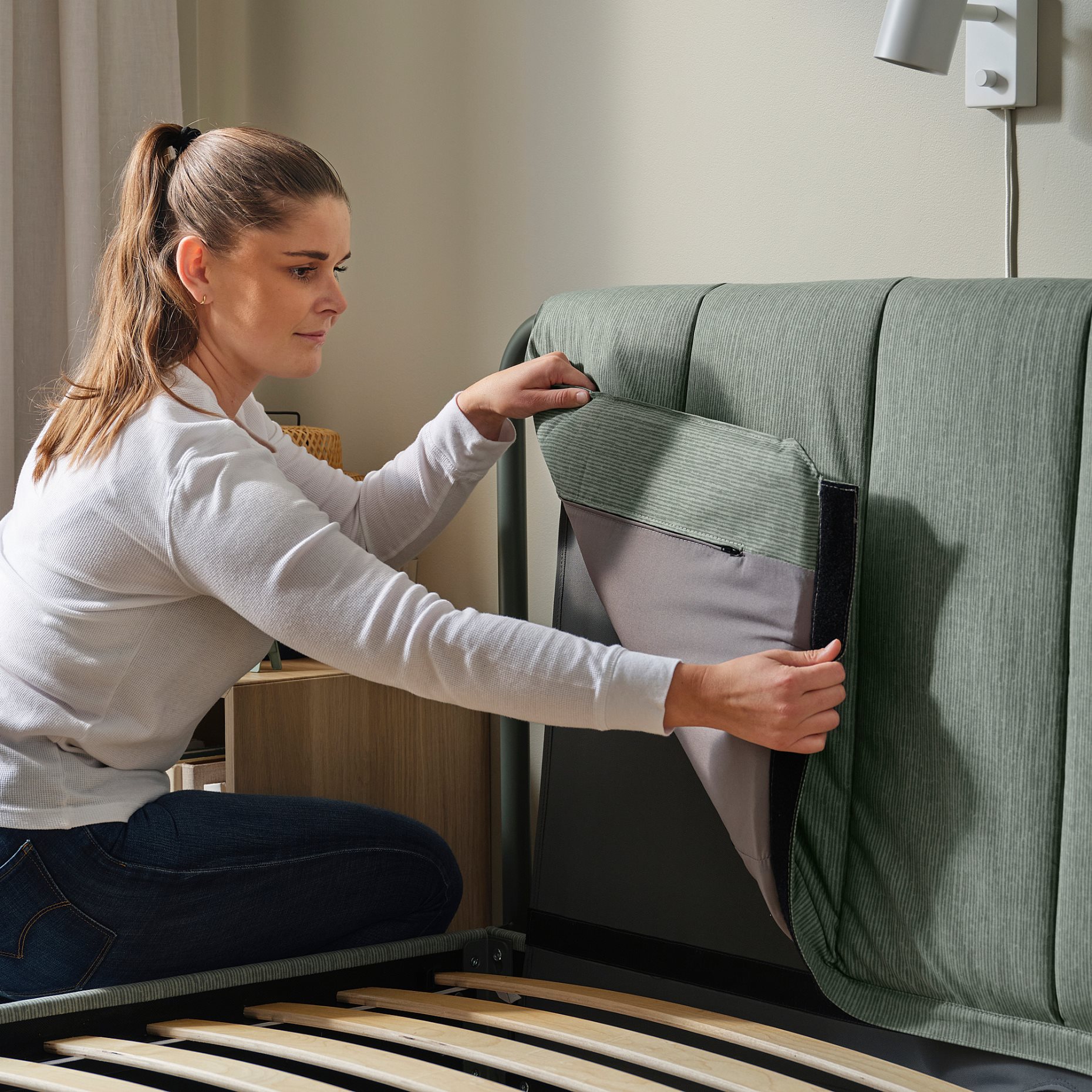 TÄLLÅSEN, upholstered bed frame, 140x200 cm, 895.147.65