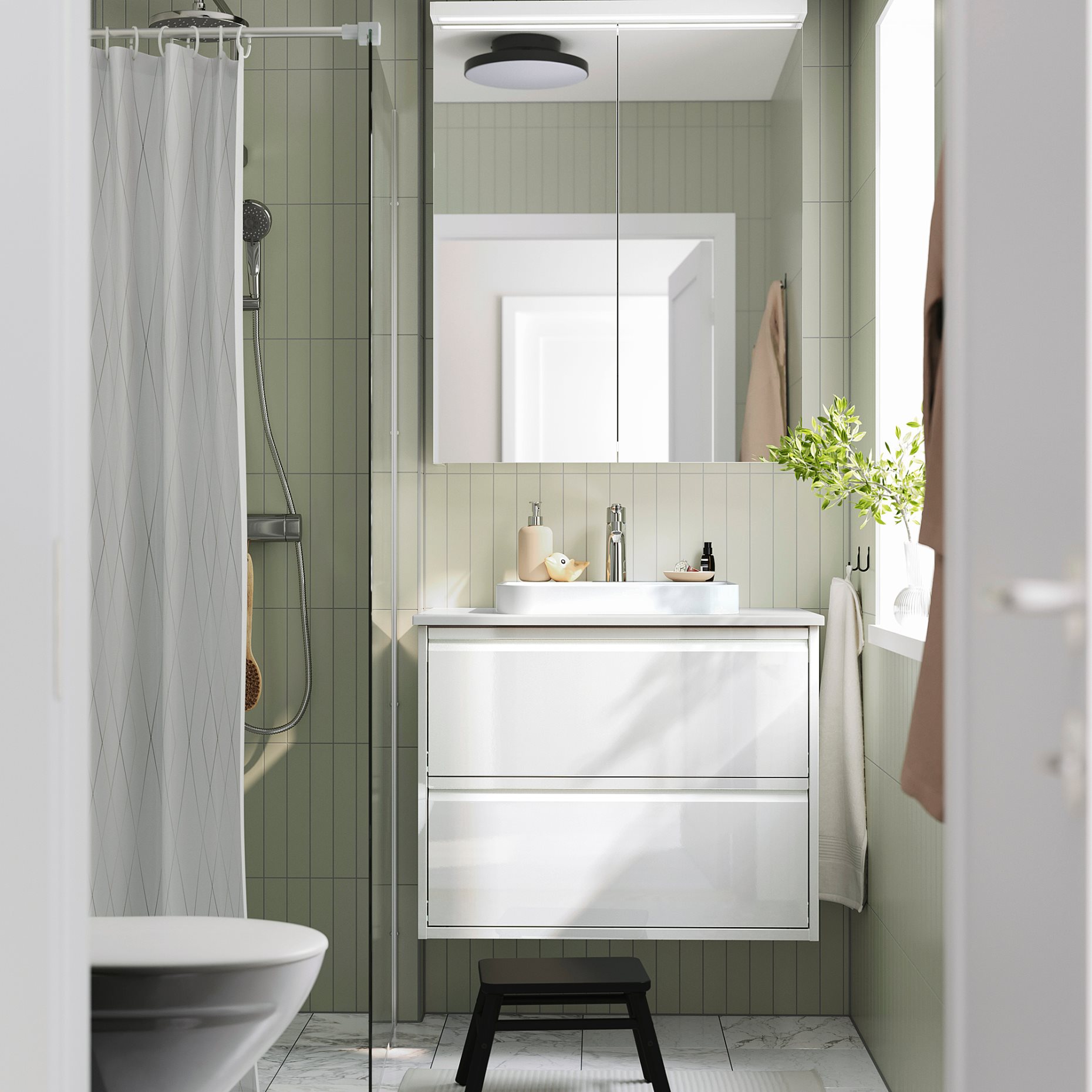 ANGSJON/BACKSJON, wash-stand with drawers/wash-basin/tap/high-gloss, 82x49x71 cm, 895.213.89