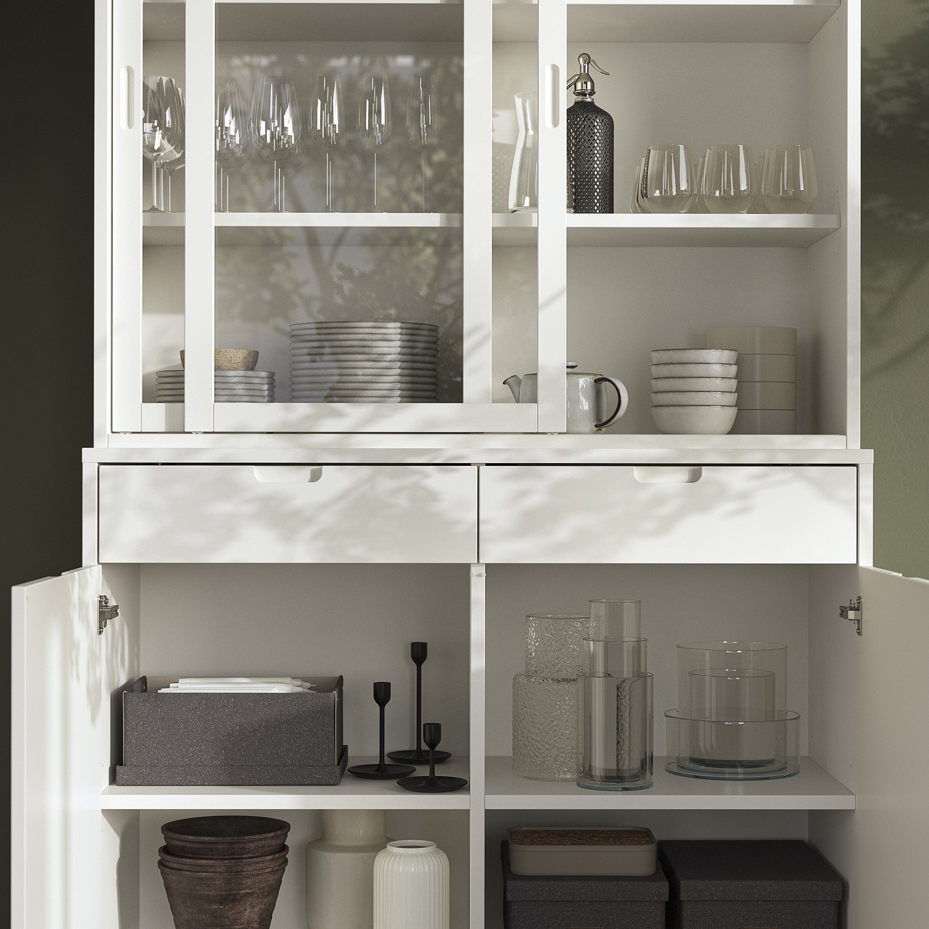 TONSTAD, storage combination with sliding glass doors, 120x47x201 cm, 895.717.65