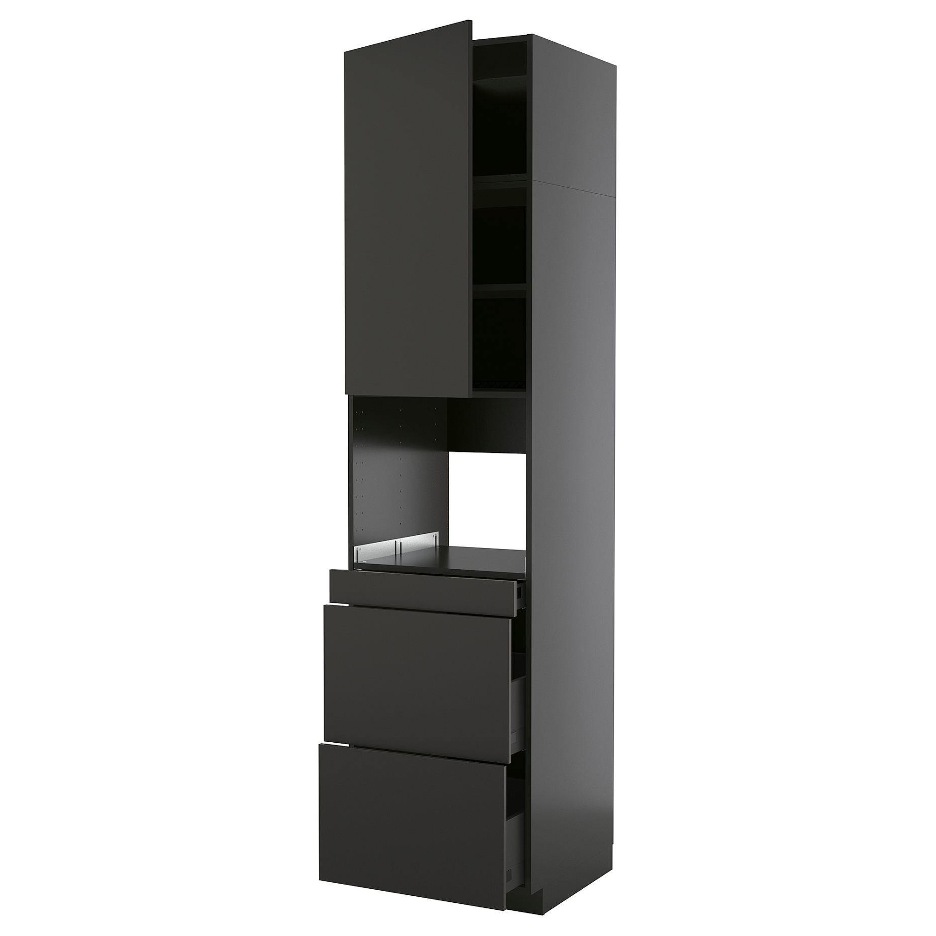 METOD/KNIVSHULT, high cabinet for microwave combi with door/3 drawers, 60x60x240 cm, 895.881.48