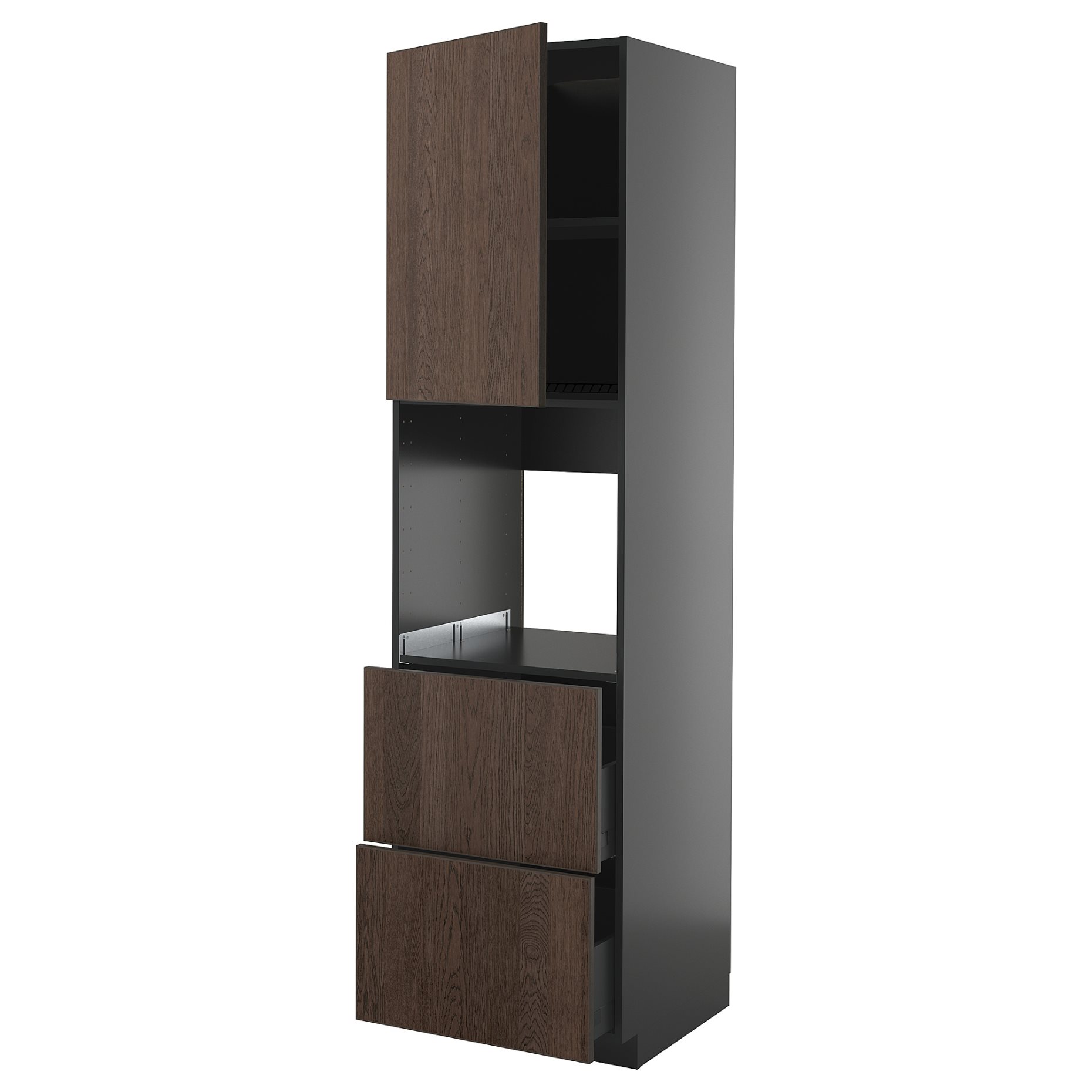 METOD/KNIVSHULT, high cabinet for oven with door/2 fronts/2 high drawers, 60x60x220 cm, 895.888.55