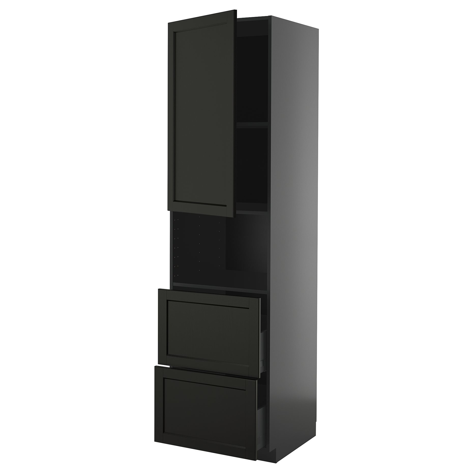 METOD/KNIVSHULT, high cabinet for microwave with door/2 drawers, 60x60x220 cm, 895.888.98