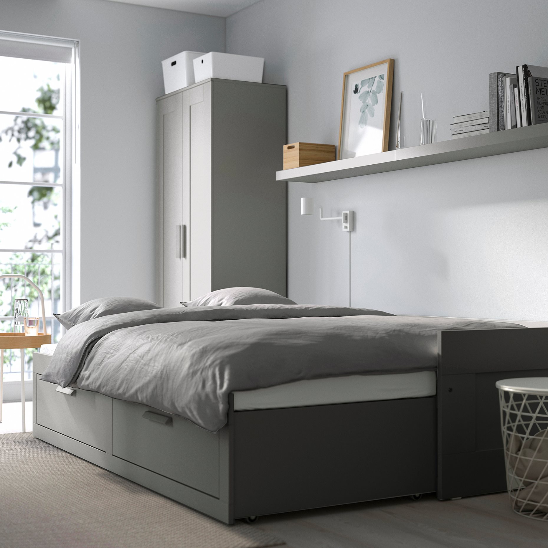 BRIMNES, κρεβάτι επισκέπτη day bed 2 συρτάρια/2 στρώματα, 80x200 cm, 895.900.14