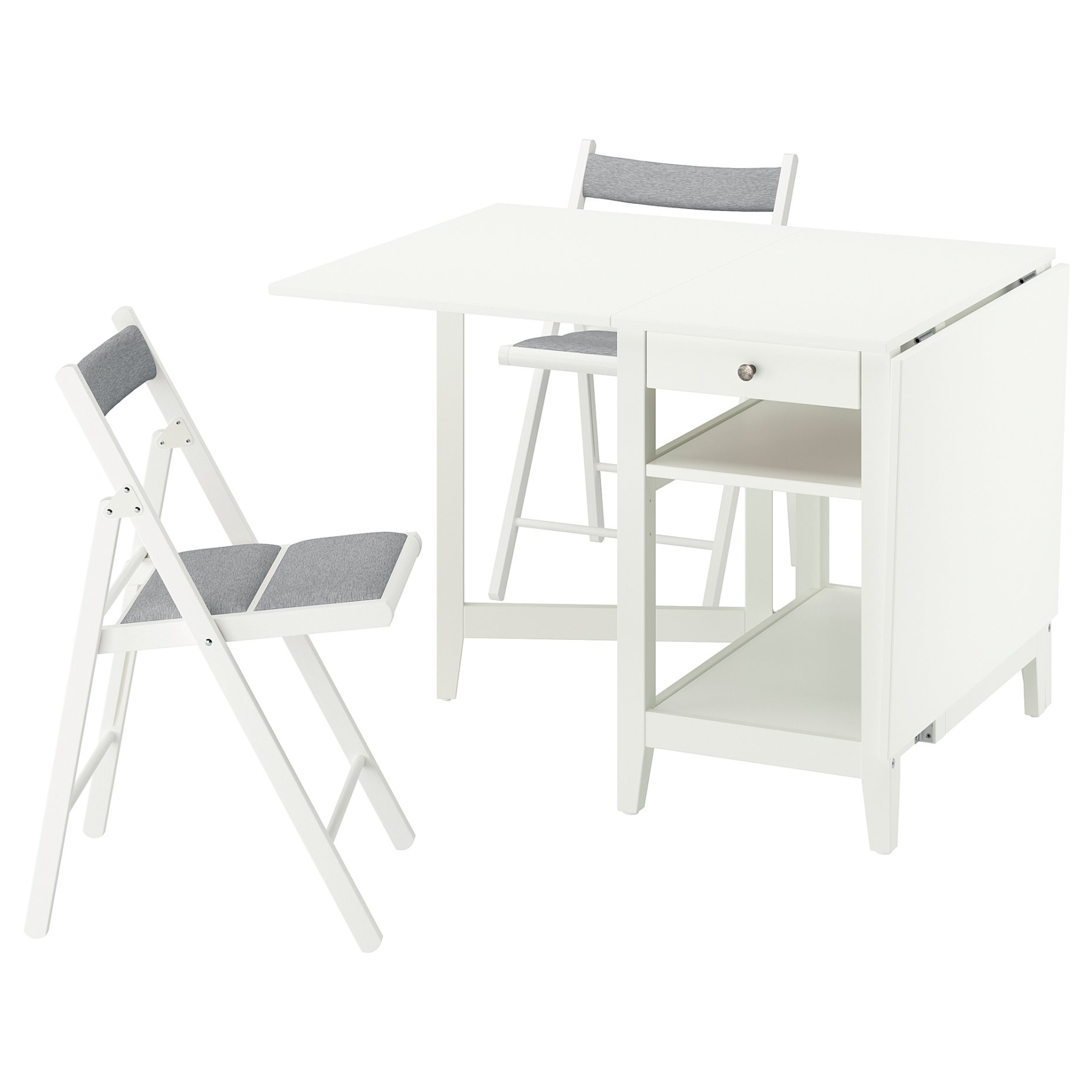 NÄSINGE/FRÖSVI, gateleg table and 2 folding chairs, 48/104/159x85 cm, 895.969.97