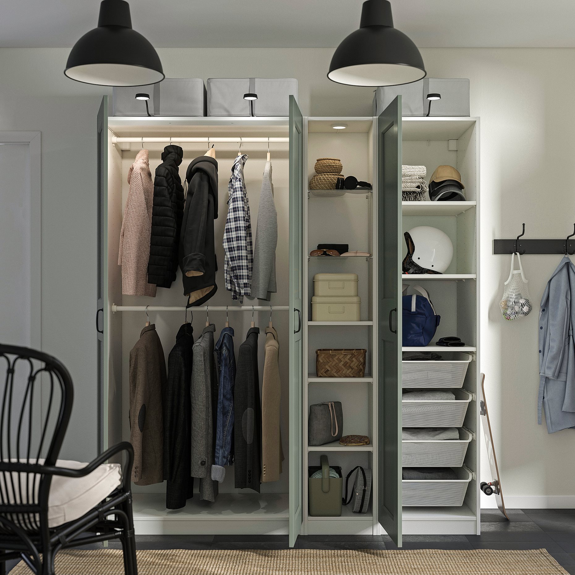 PAX/GRIMO, wardrobe combination, 255x60x236 cm, 896.071.56