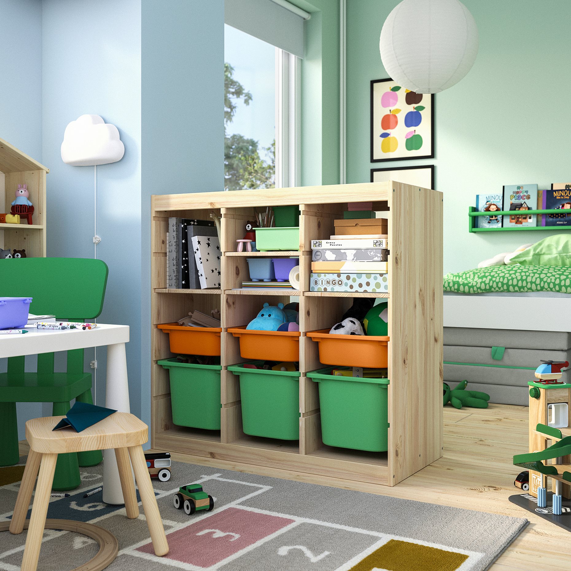 TROFAST, storage combination room divider with shelves and boxes, 93x44x91 cm, 896.125.77