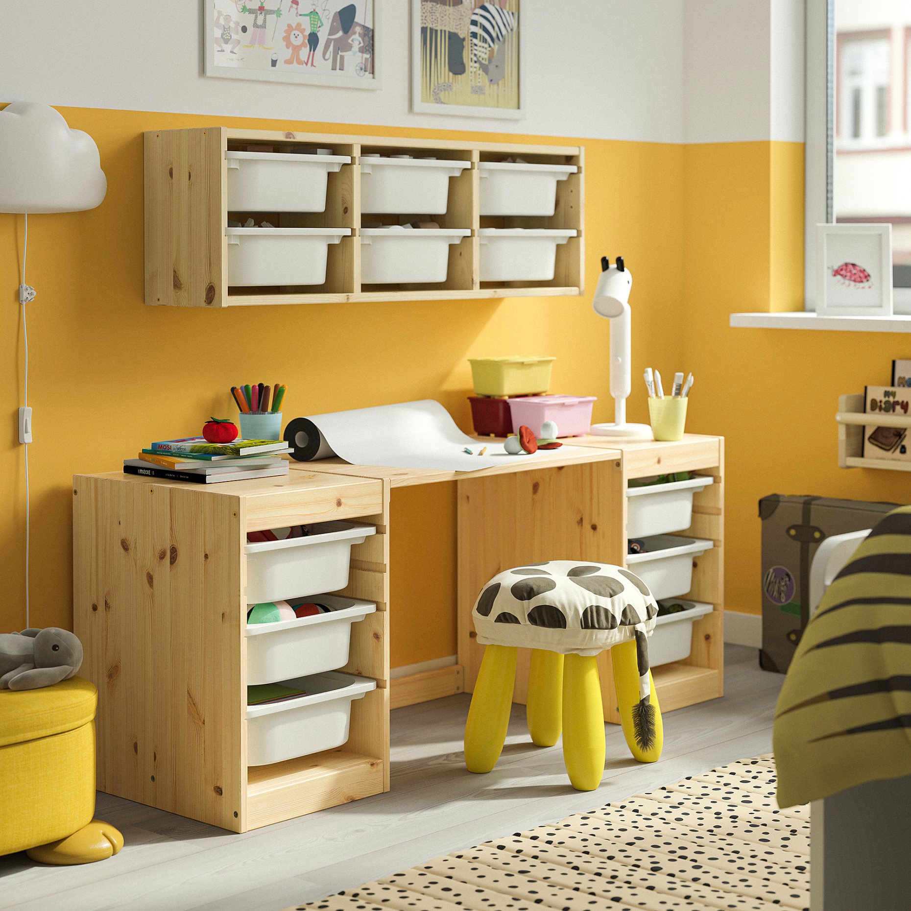 TROFAST, desk with storage boxes, 124x44x52 cm, 896.139.06