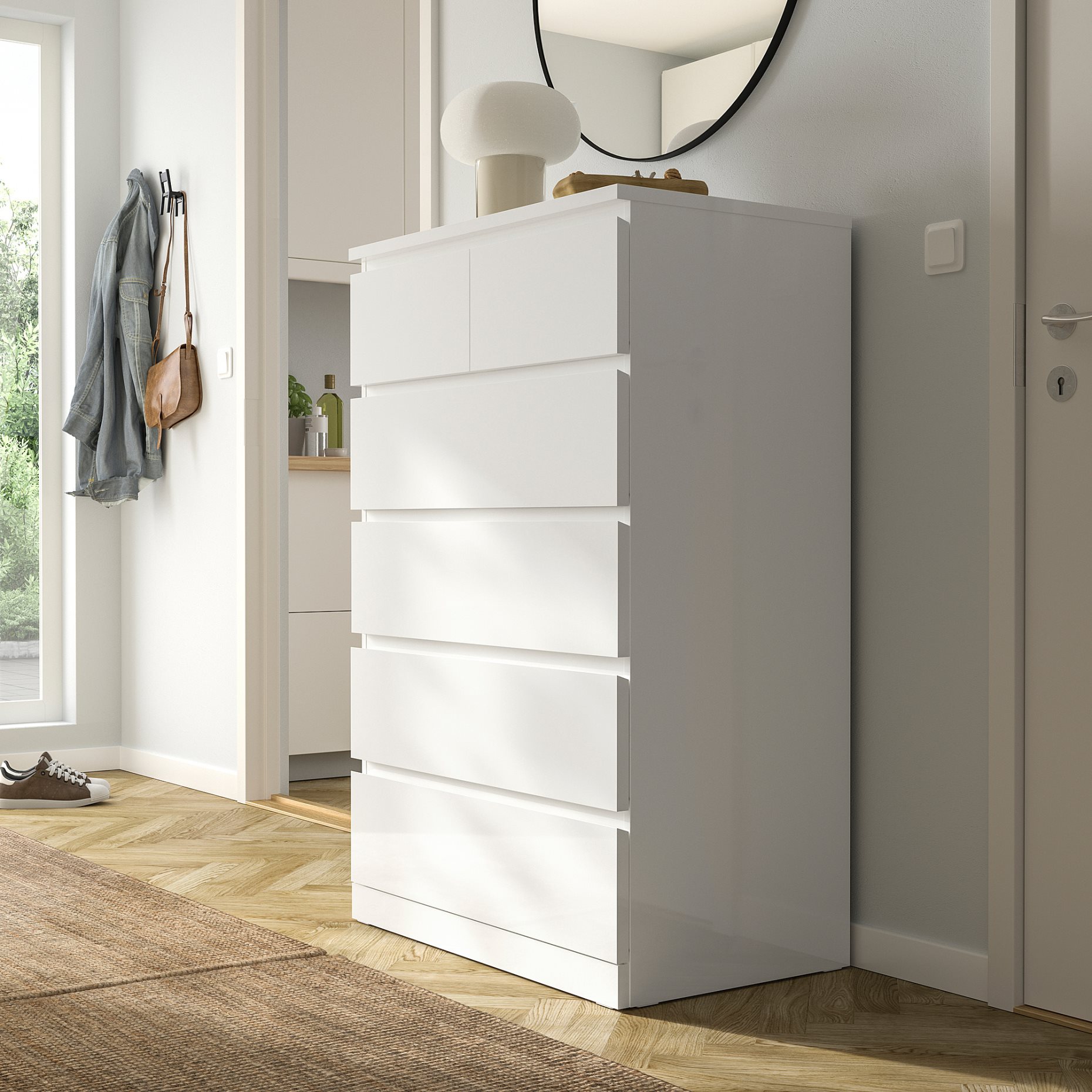 MALM, chest of 6 drawers/high-gloss, 80x123 cm, 904.811.70
