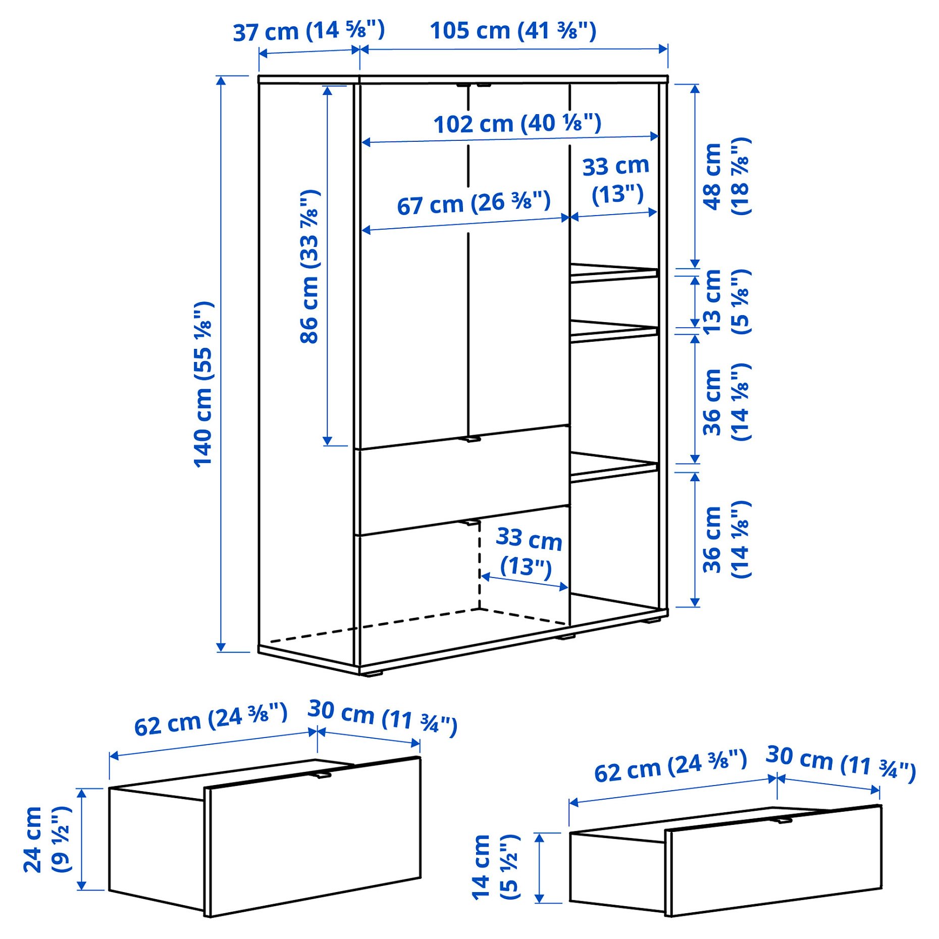 VIHALS, storage unit, 105x37x140 cm, 904.832.68