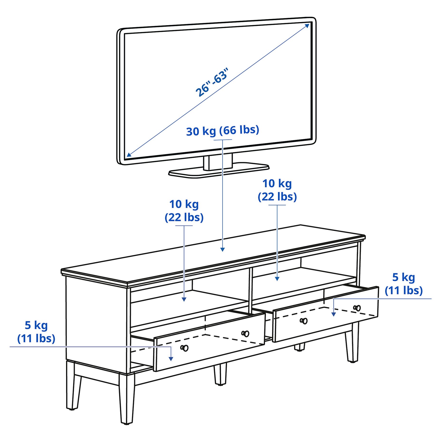 IDANÄS, TV bench, 162x40x63 cm, 904.878.60