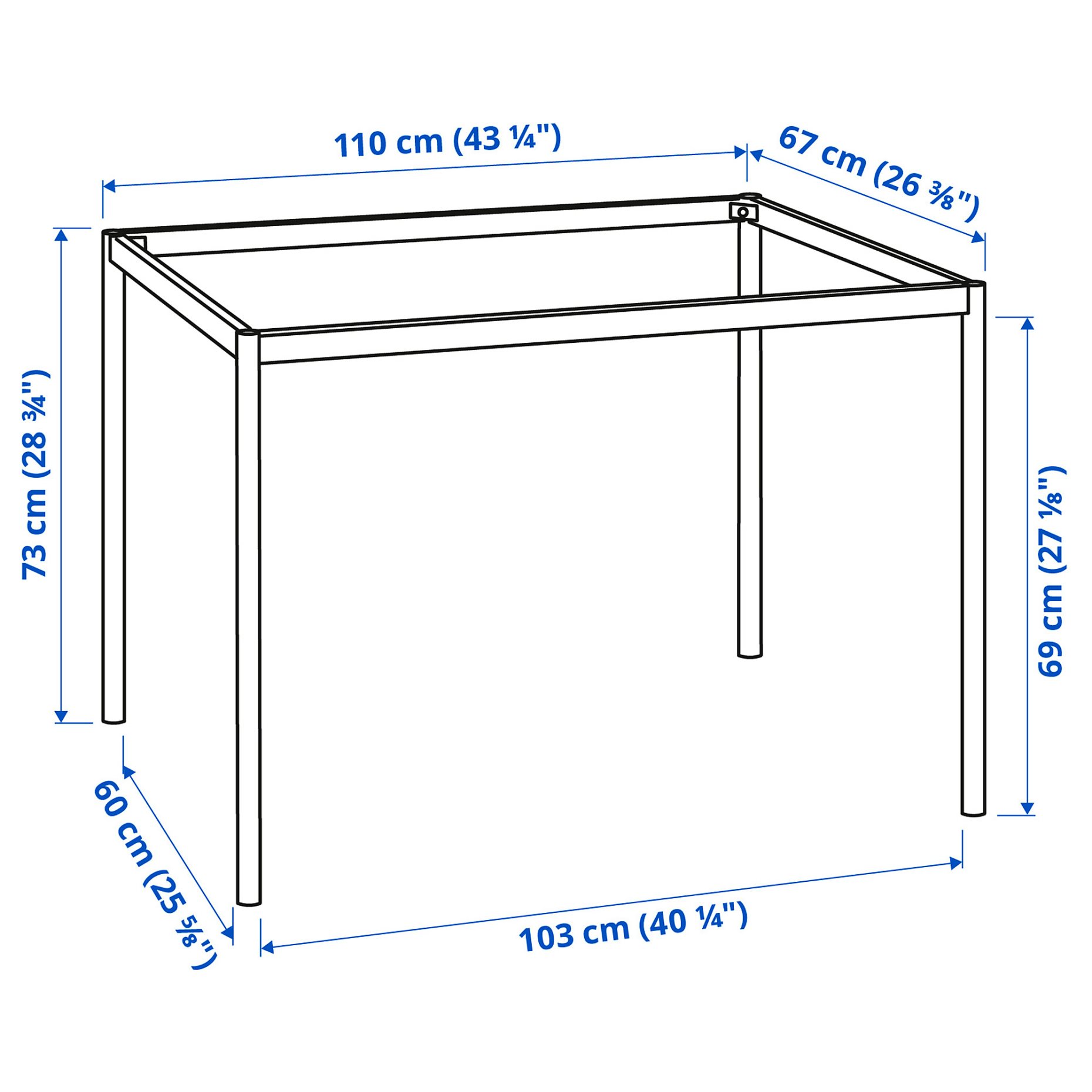 SANDSBERG, underframe for table top, 110x67x73 cm, 905.054.11