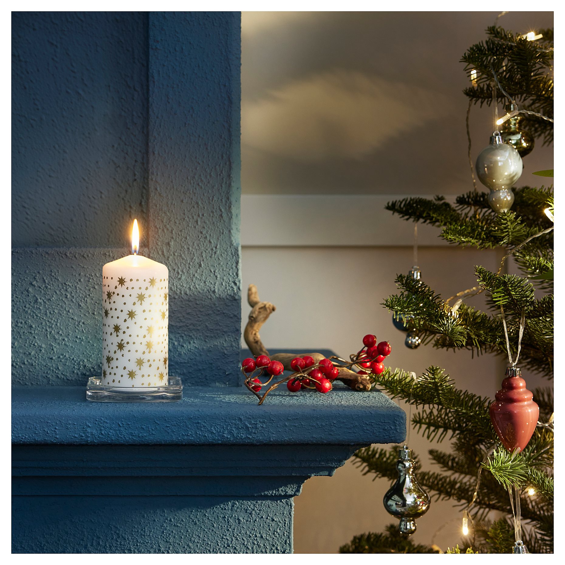 VINTERFINT, unscented pillar candle, 14 cm, 905.519.07