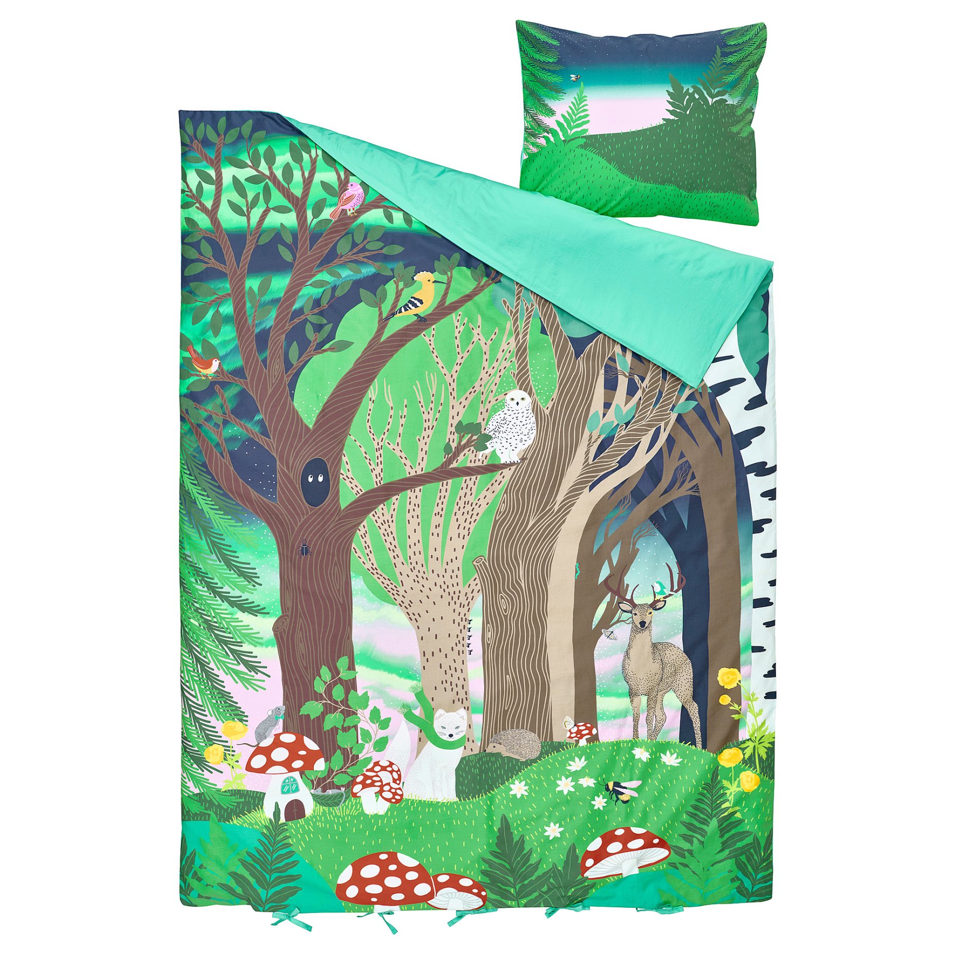 SKOGSDUVA, duvet cover and pillowcase/forest pattern, 150x200/50x60 cm, 905.768.56