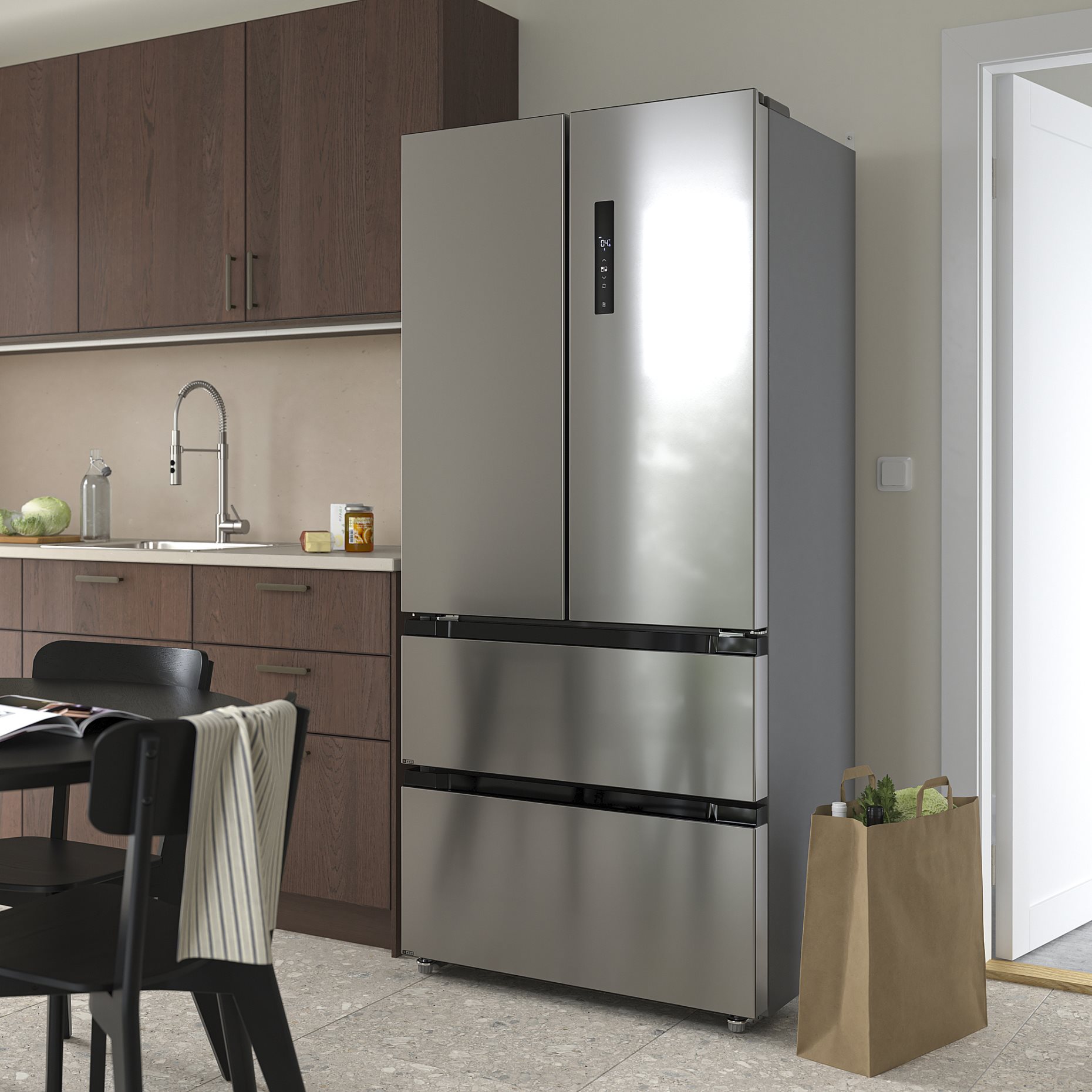 RIBBENÅS, french door fridge/freezer/IKEA 700 freestanding/347/169 l, 905.807.59