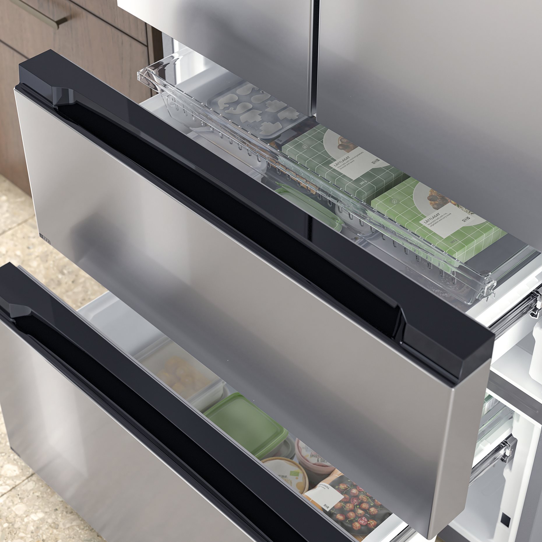 RIBBENÅS, french door fridge/freezer/IKEA 700 freestanding/347/169 l, 905.807.59