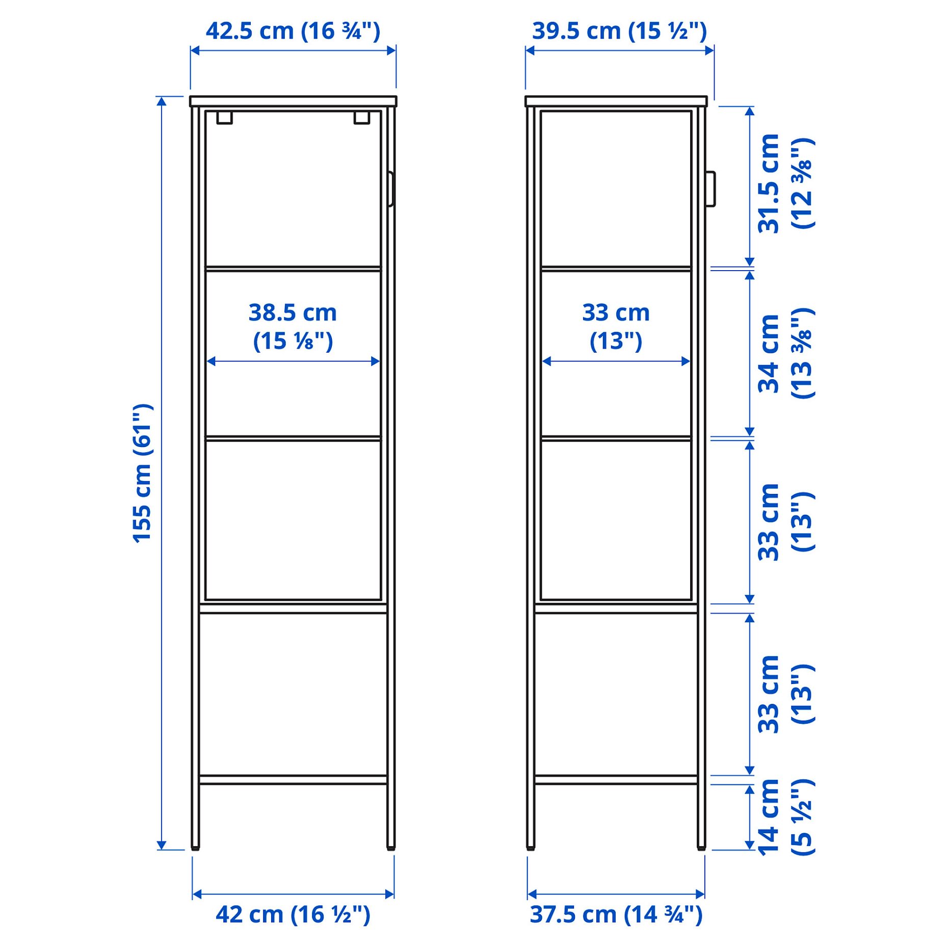 RUDSTA, glass-door cabinet, 42x37x155 cm, 906.014.17