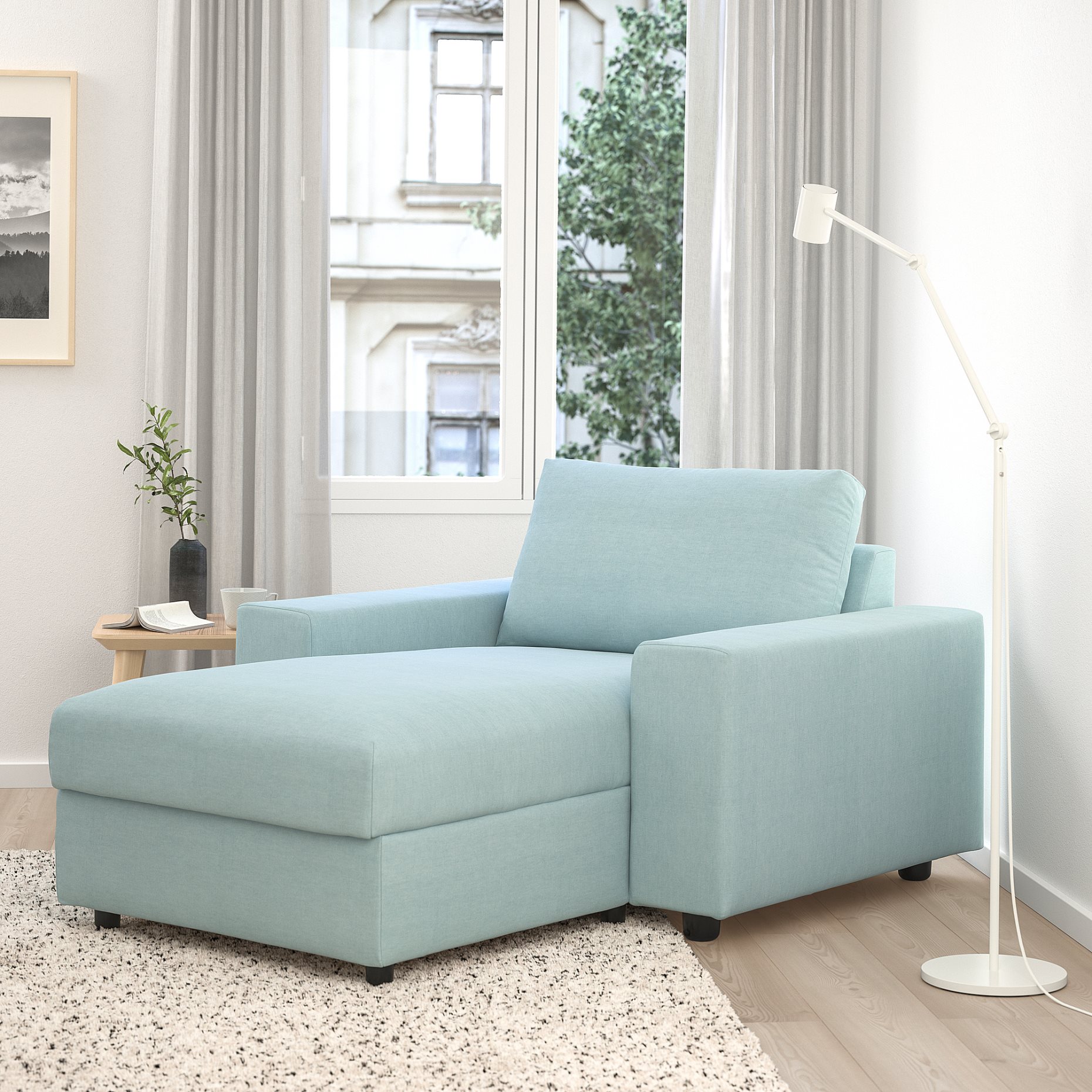 VIMLE, chaise longue with wide armrests, 994.091.51
