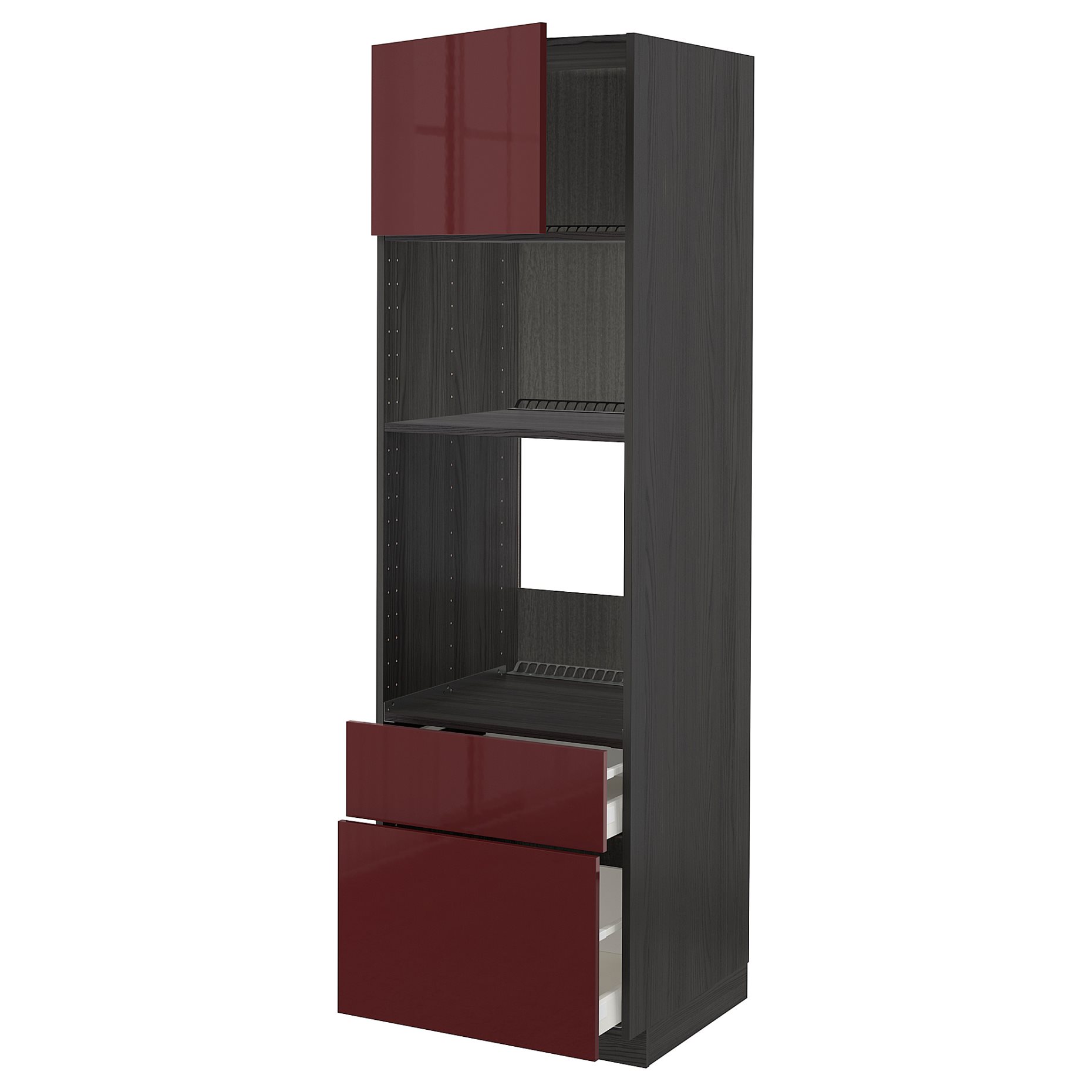 METOD/MAXIMERA, high cabinet for oven/microwave with door/2 drawers, 60x60x200 cm, 994.653.64