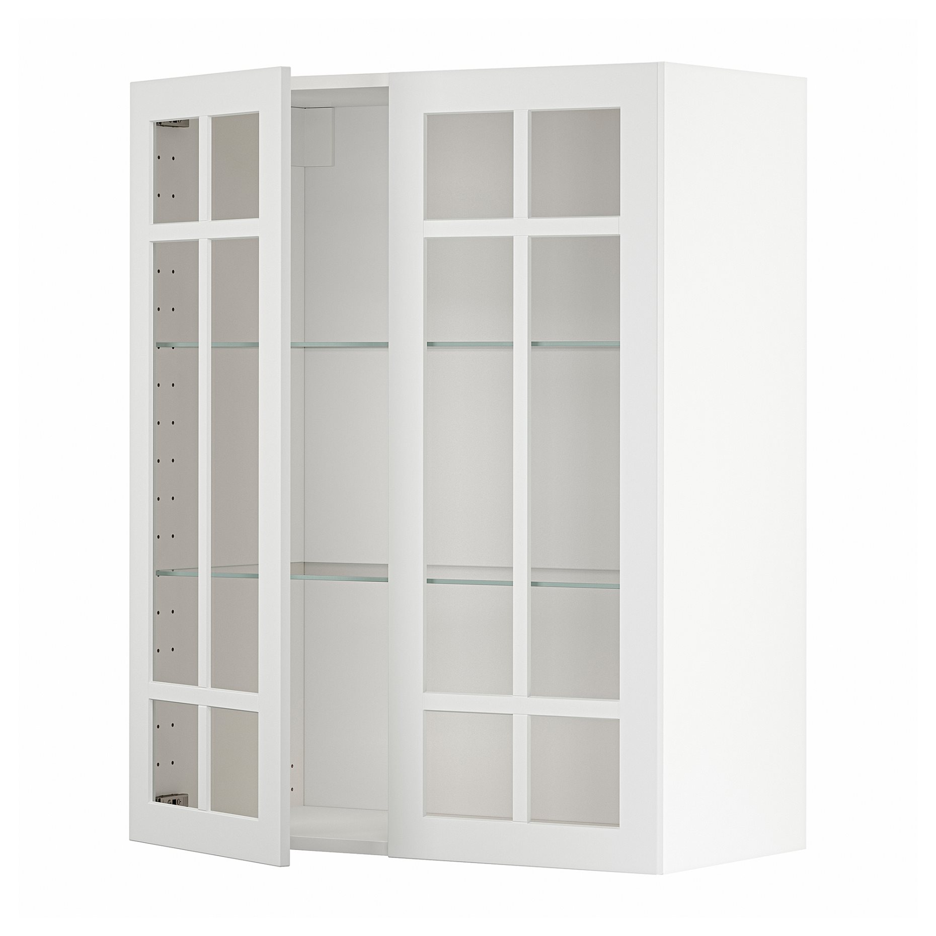 METOD, ντουλάπι τοίχου με ράφια/2 γυάλινες πόρτες, 80x100 cm, 994.676.31