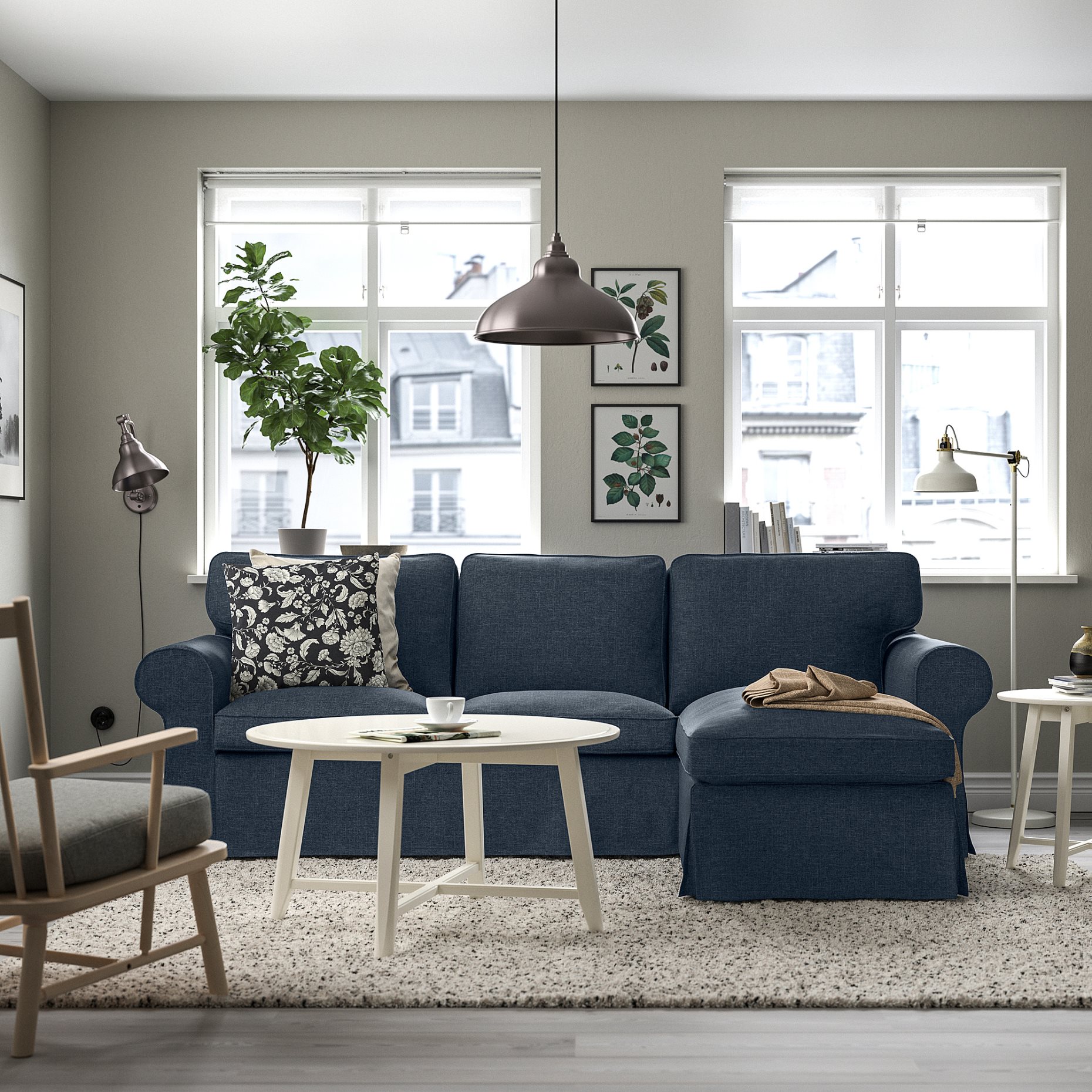 EKTORP, 3-seat sofa with chaise longue, 995.090.37