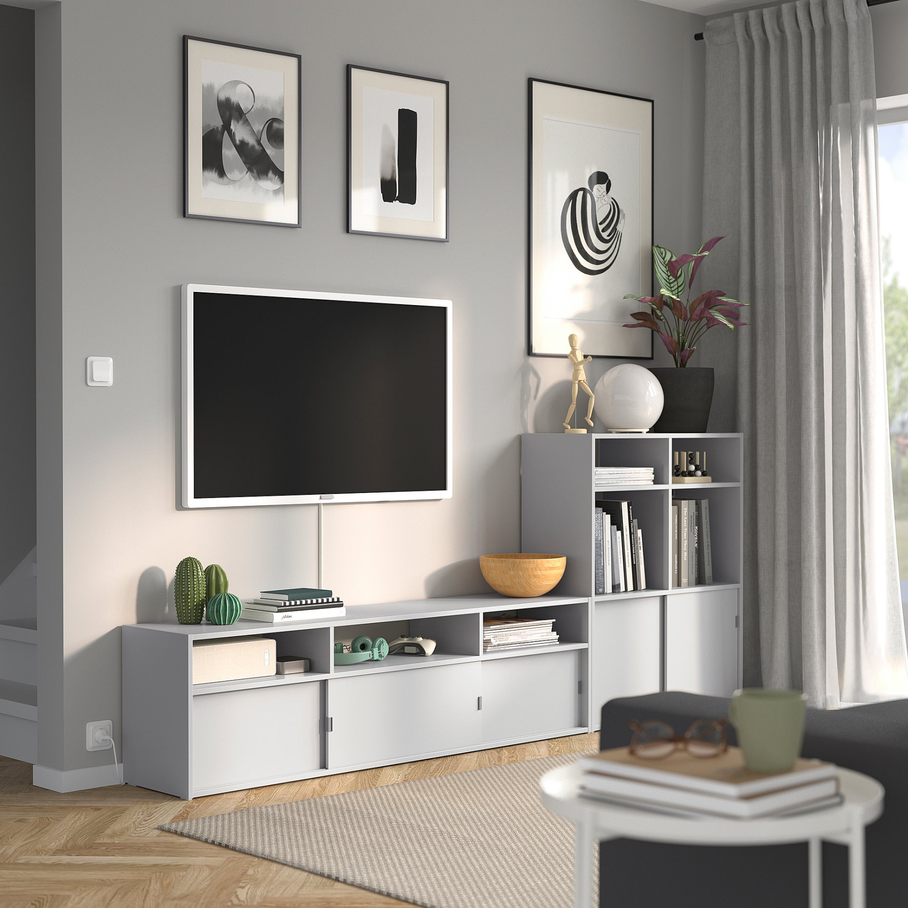 SPIKSMED, σύνθεση αποθήκευσης TV, 233x32x96 cm, 995.352.96
