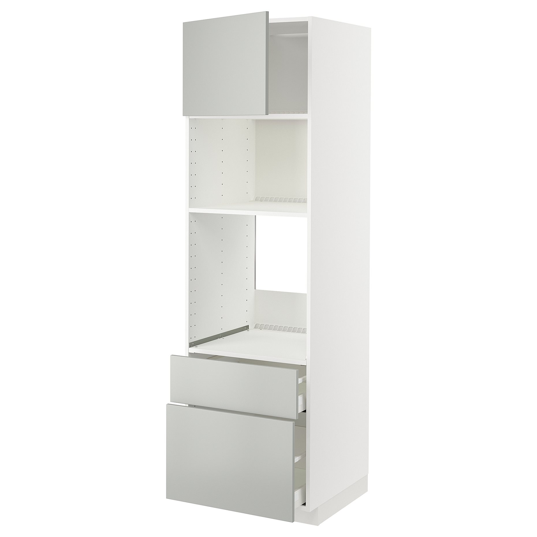 METOD, high cabinet for oven/microwave with door/2 drawers, 60x60x200 cm, 995.389.59