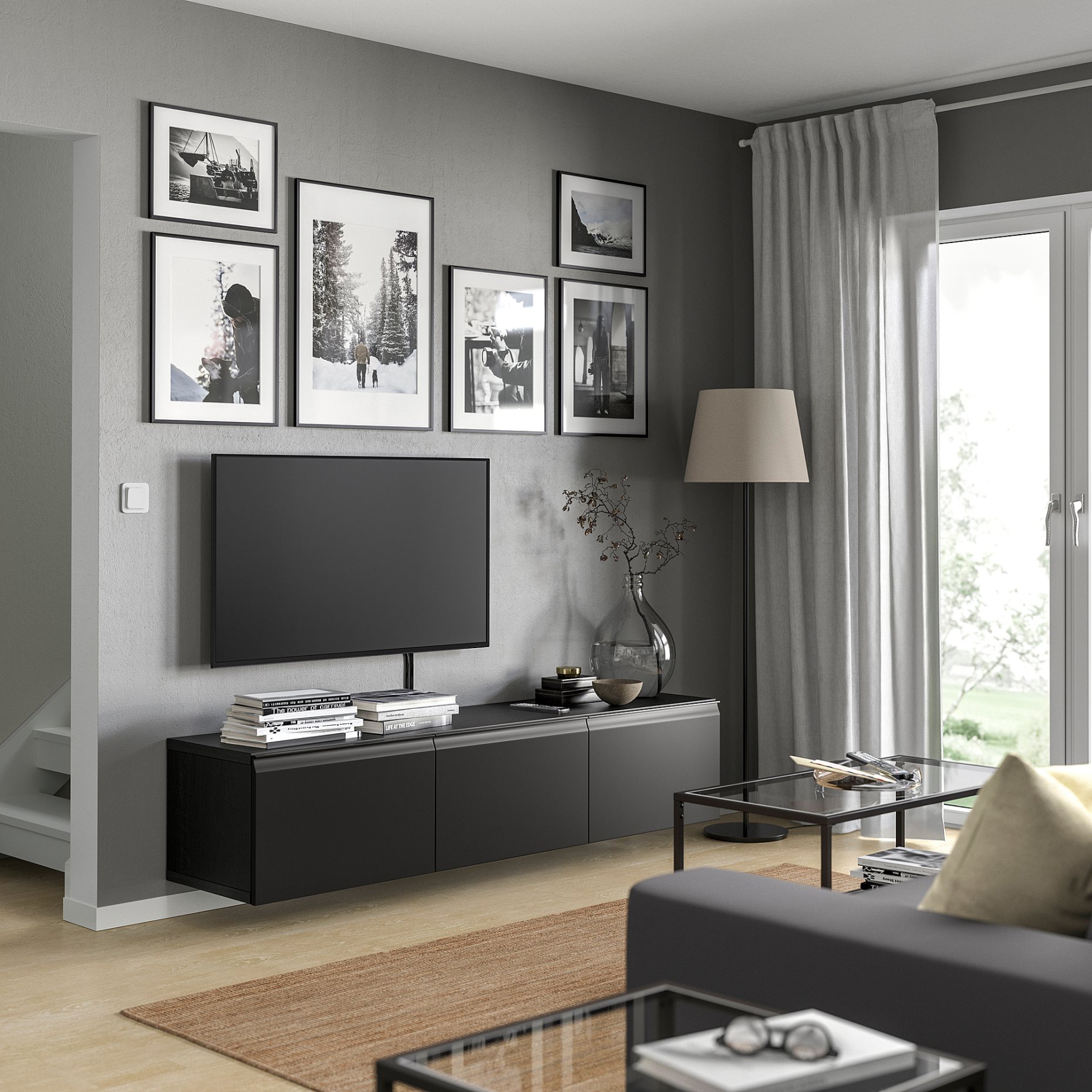 BESTÅ, TV bench with doors, 180x42x38 cm, 995.693.28