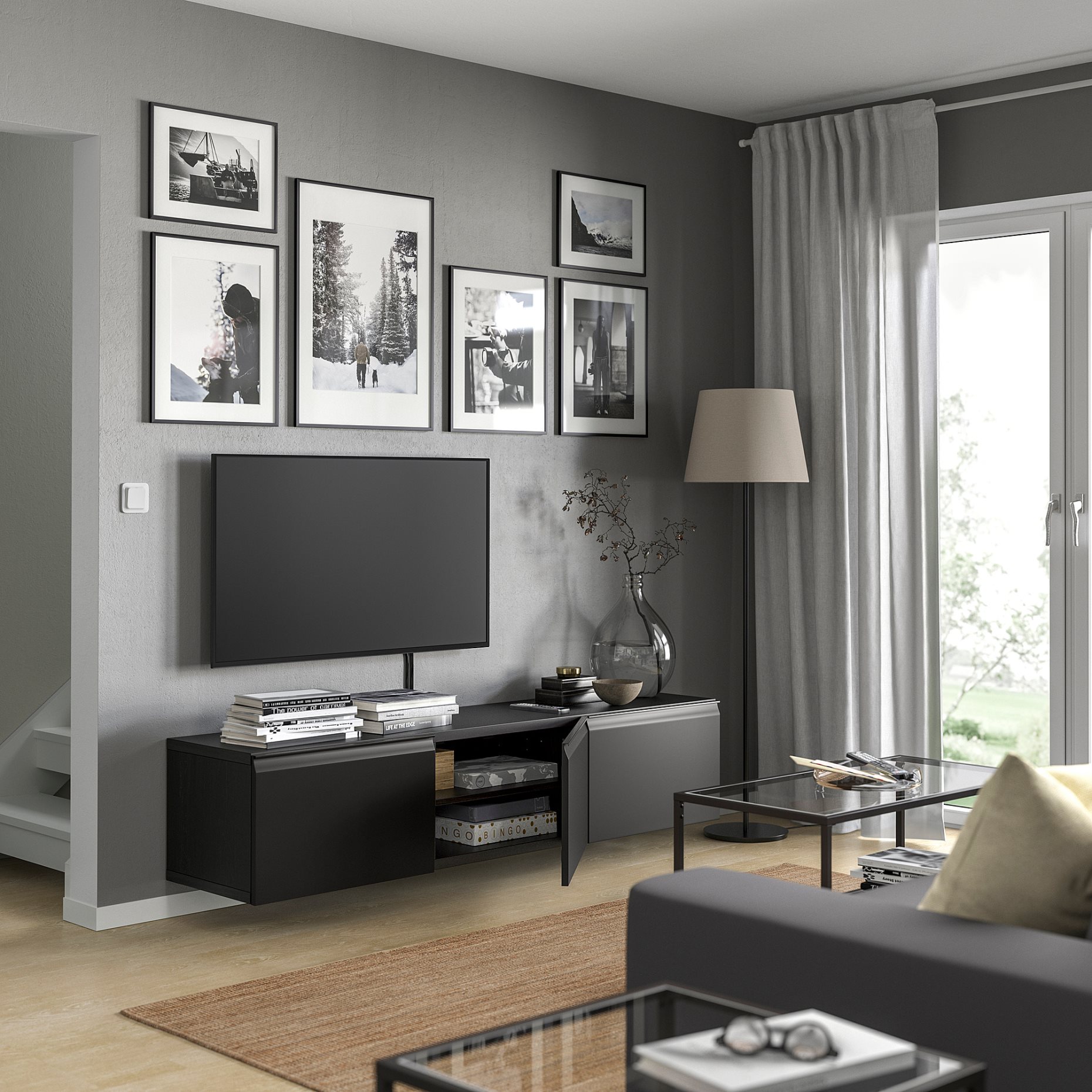 BESTÅ, TV bench with doors, 180x42x38 cm, 995.693.28
