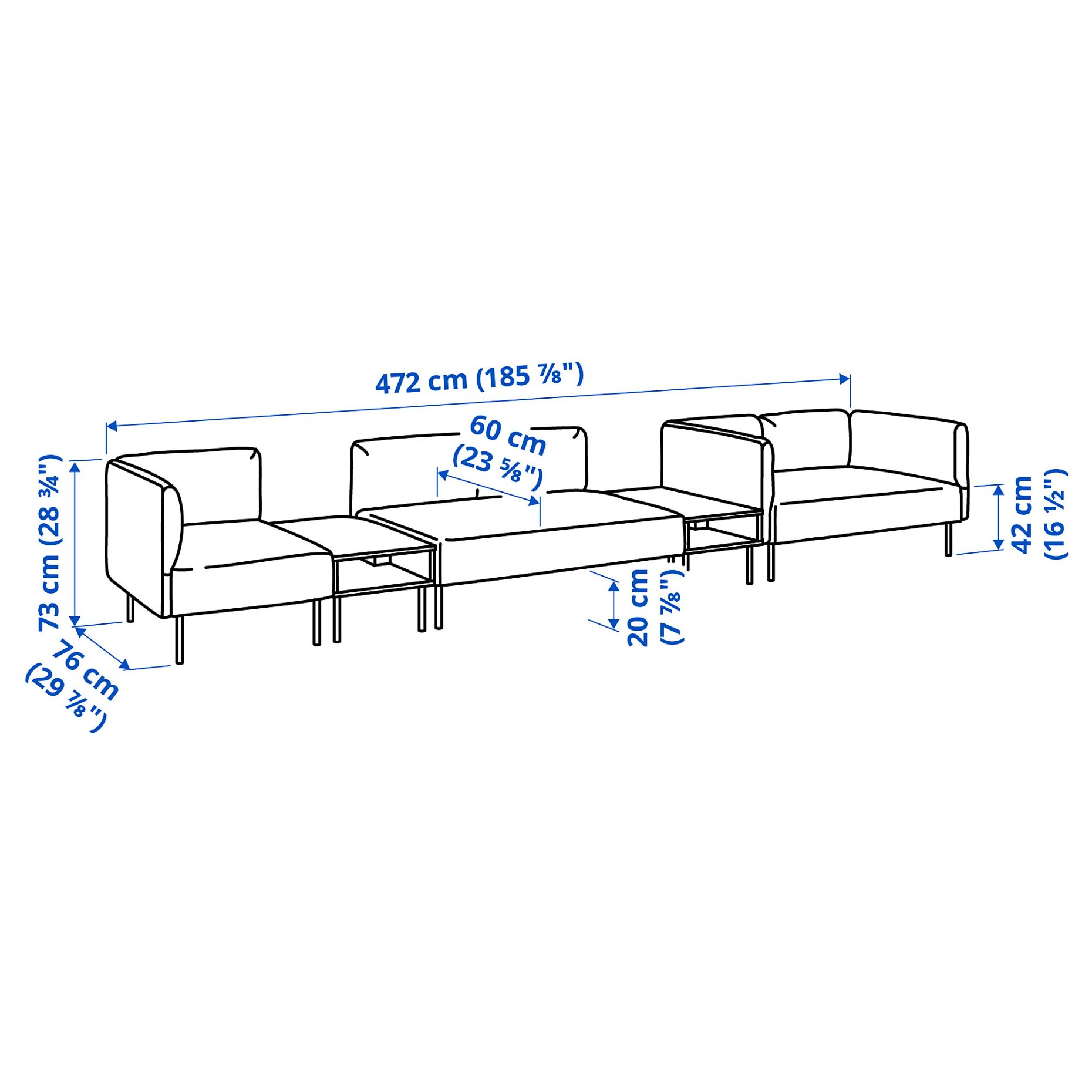 LILLEHEM, 5-seat modular sofa with side table, 995.697.43