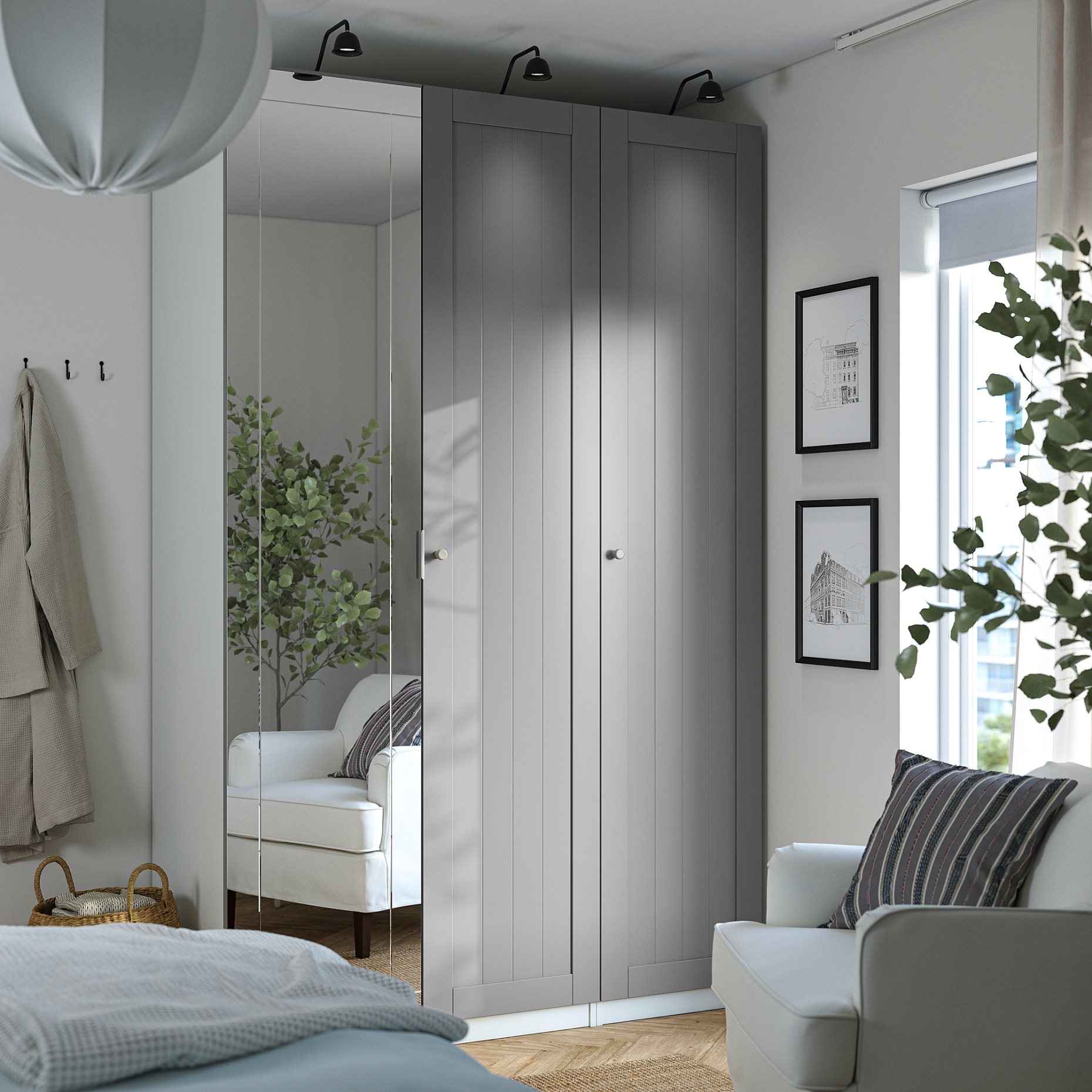 PAX/KAMMAR/GULL, συνδυασμός ντουλάπας, 150x60x236 cm, 995.725.47