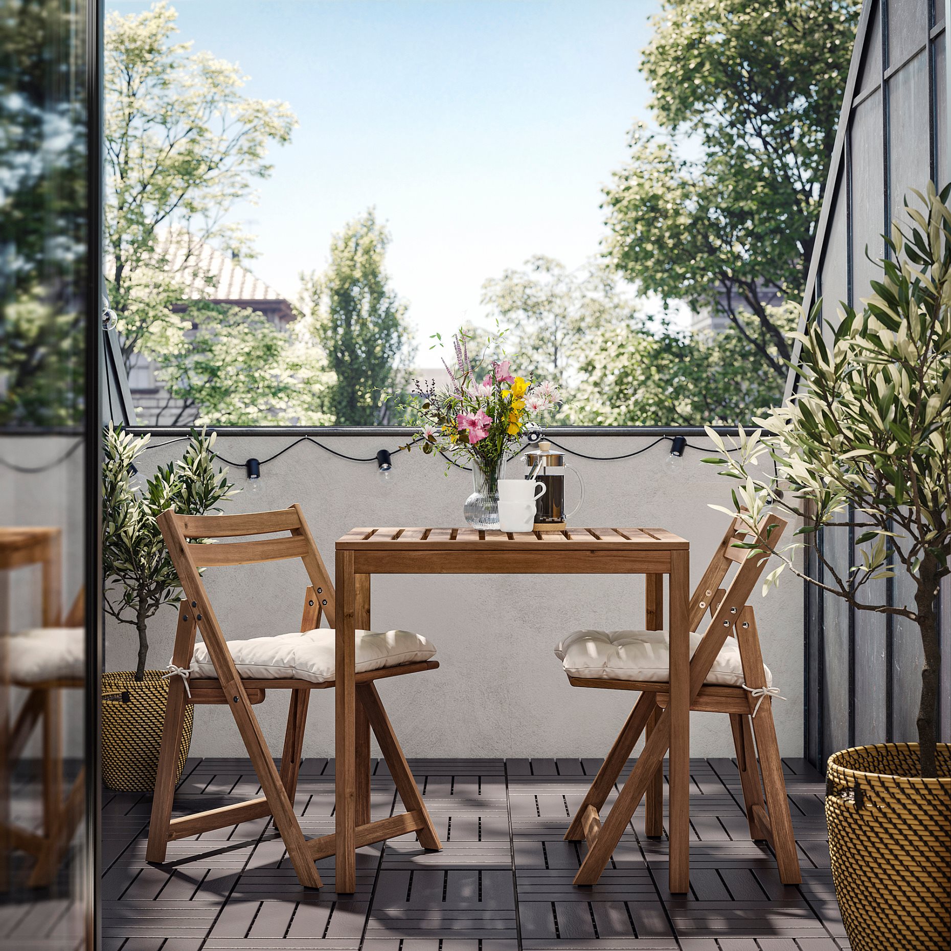 NÄMMARÖ, τραπέζι και 2 πτυσσόμενες καρέκλες/εξωτερικού χώρου, 75x63 cm, 995.752.54