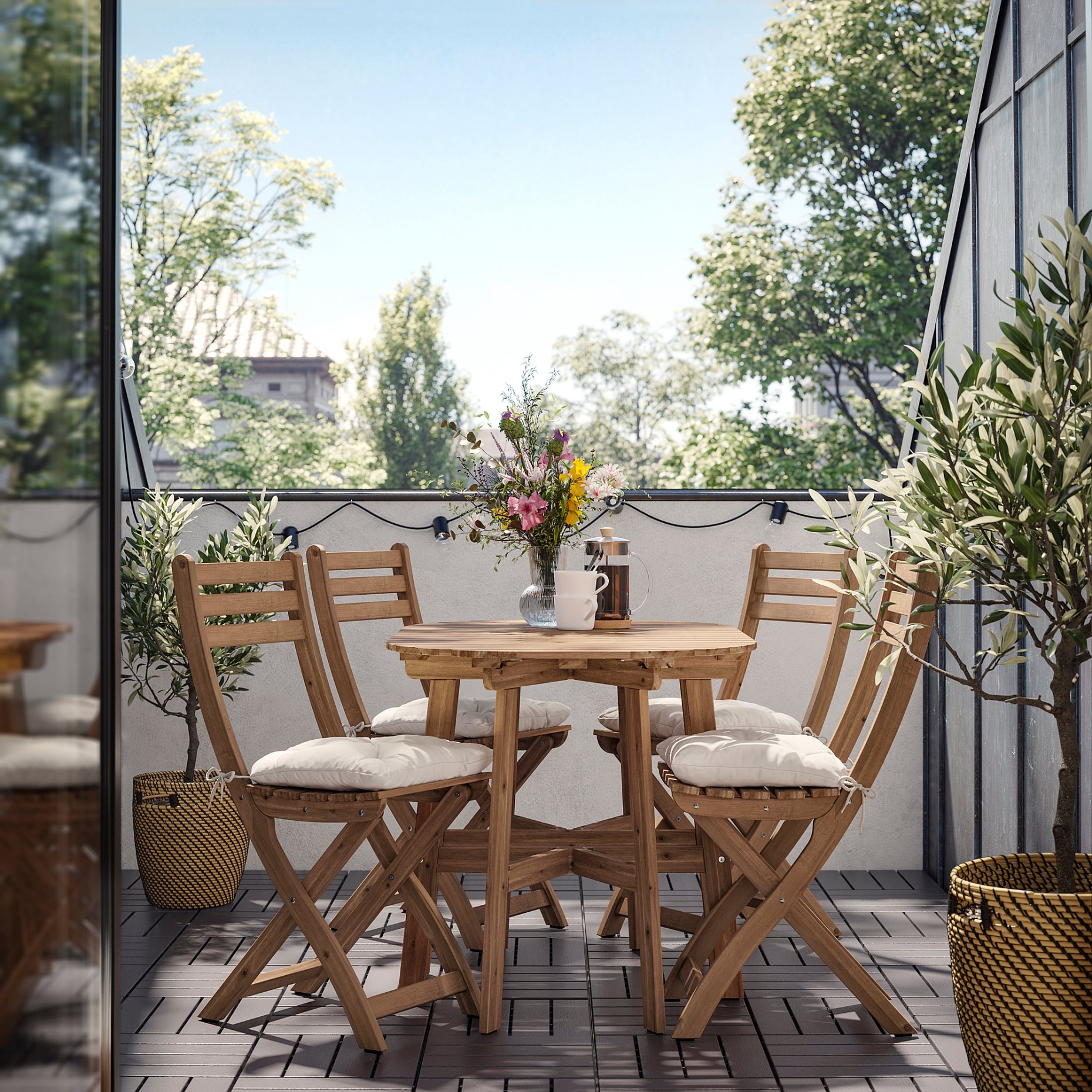 ASKHOLMEN, foldable gateleg table with 4 chairs, outdoor, 995.782.38