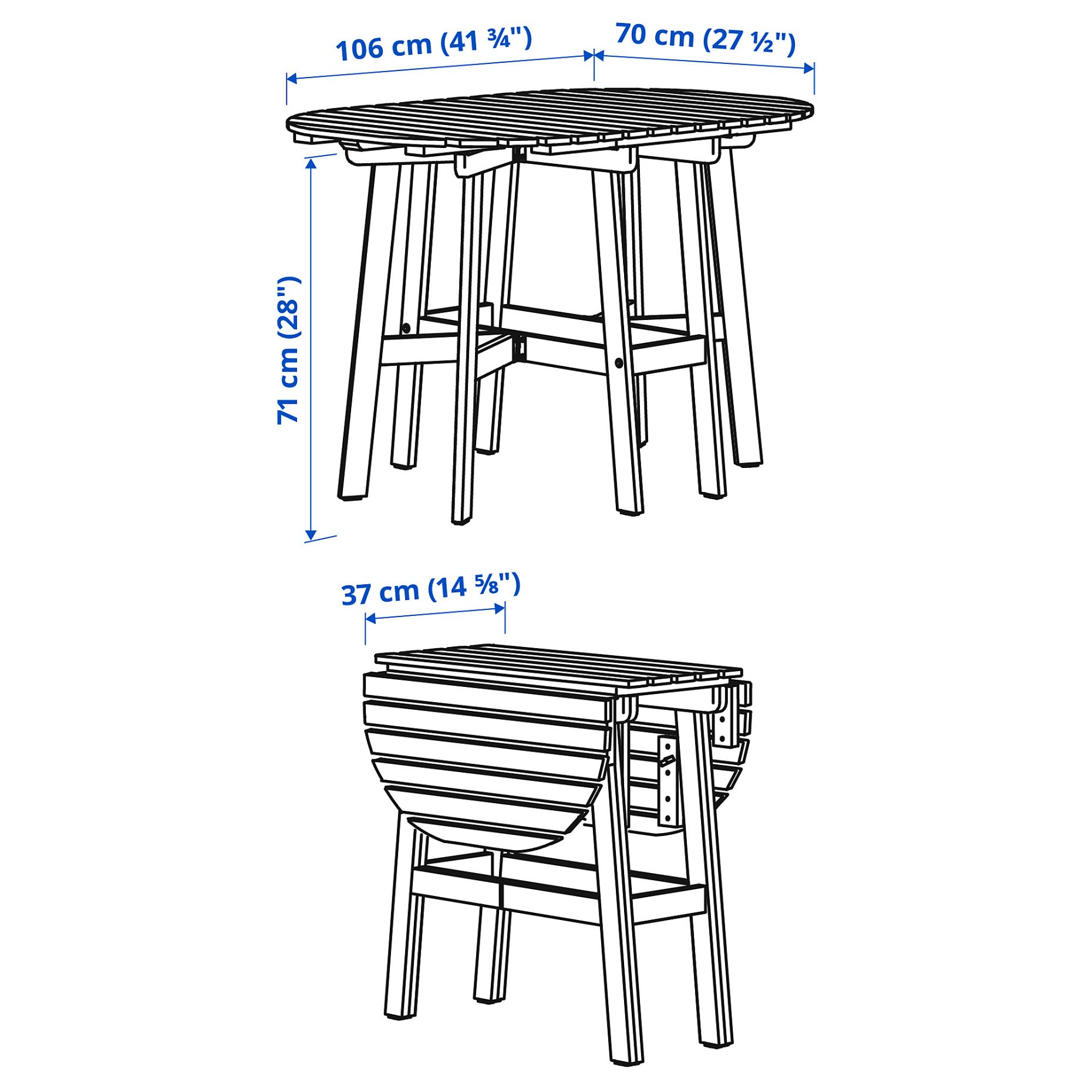 ASKHOLMEN, foldable gateleg table with 4 chairs, outdoor, 995.782.38