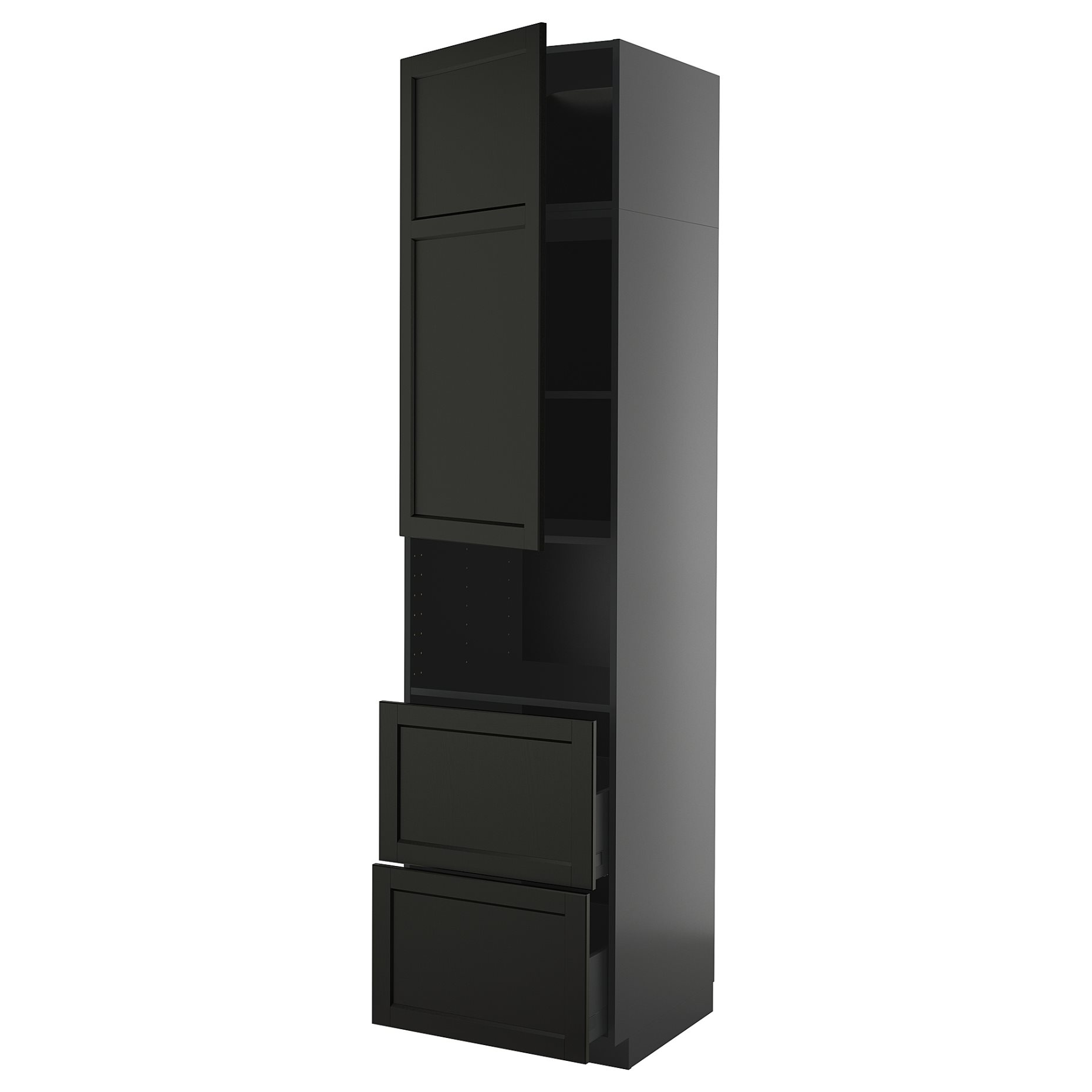 METOD/KNIVSHULT, high cabinet for microwave with door/2 drawers, 60x60x240 cm, 995.886.66