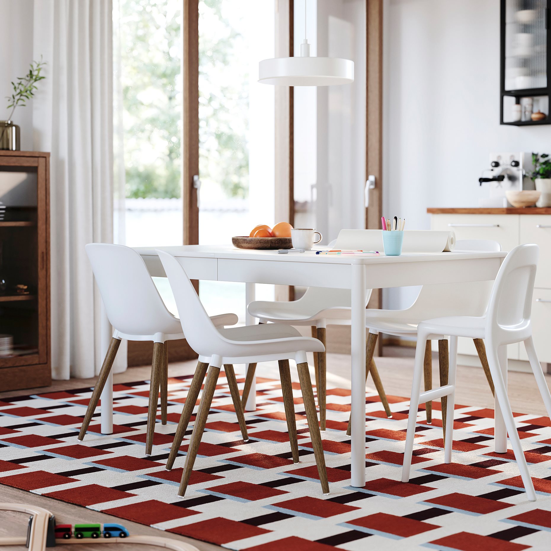 TONSTAD/GRÖNSTA, table and 4 chairs, 140/196x85 cm, 996.124.02