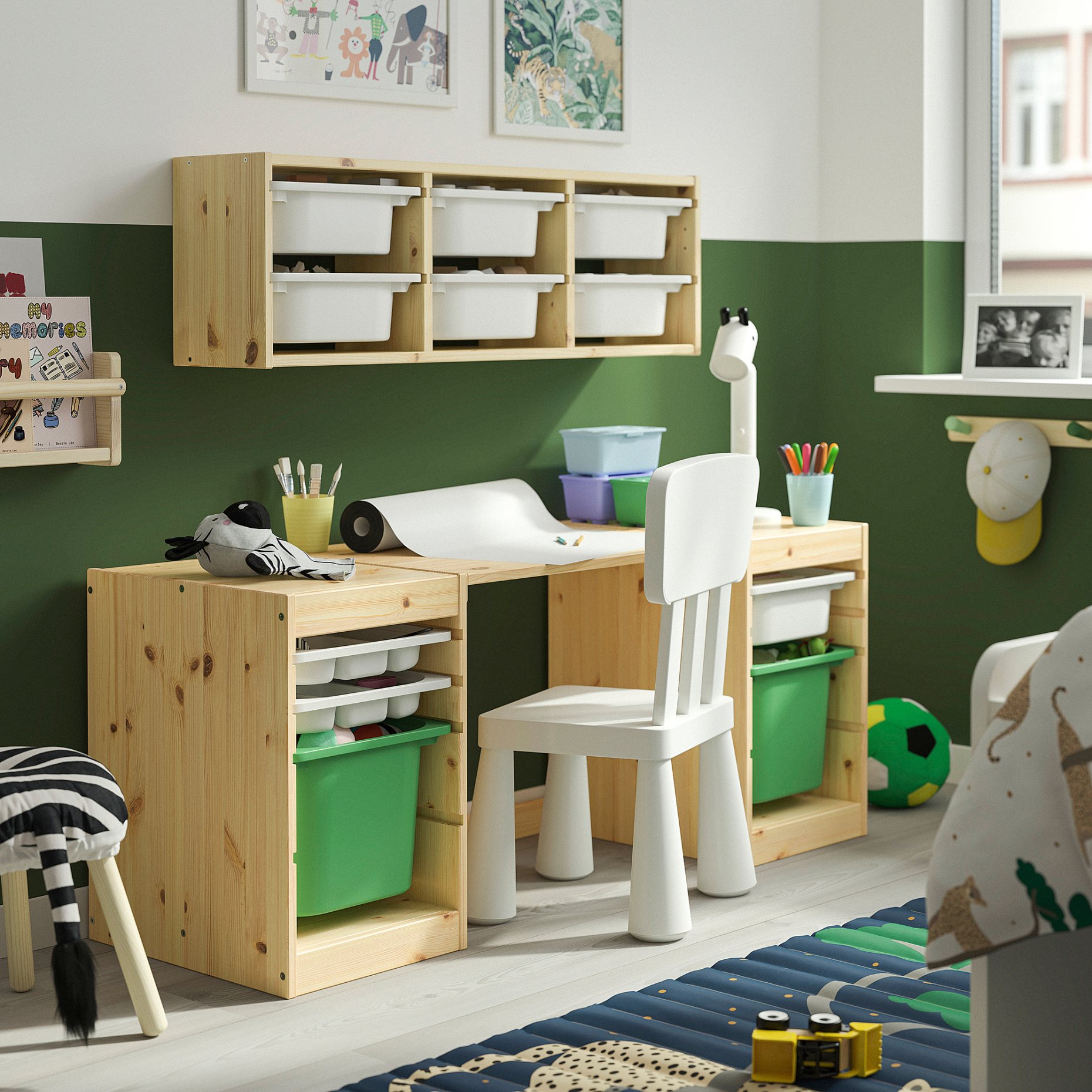TROFAST, desk with storage boxes/trays, 124x44x52 cm, 996.139.15