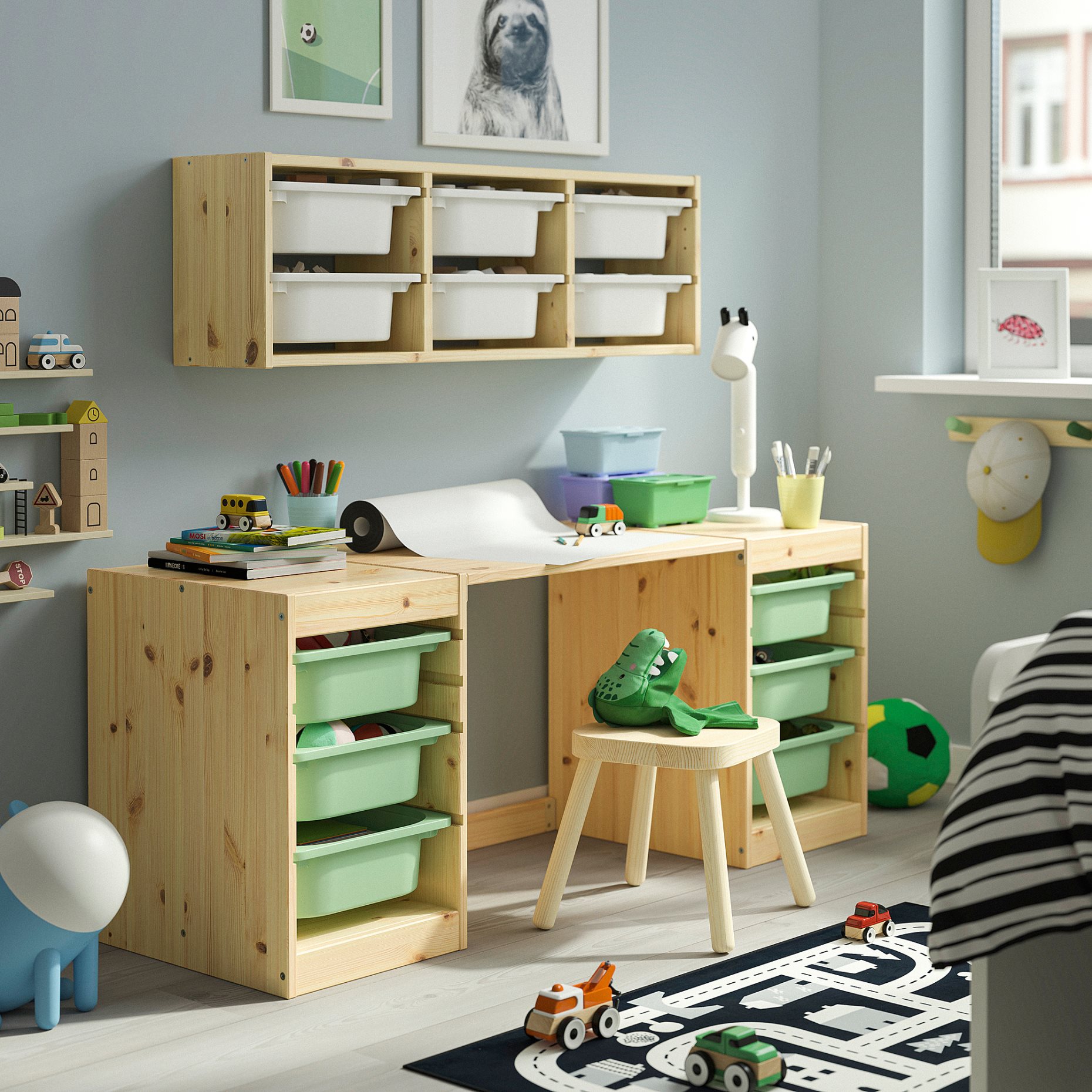 TROFAST, desk with storage boxes, 124x44x52 cm, 996.139.44