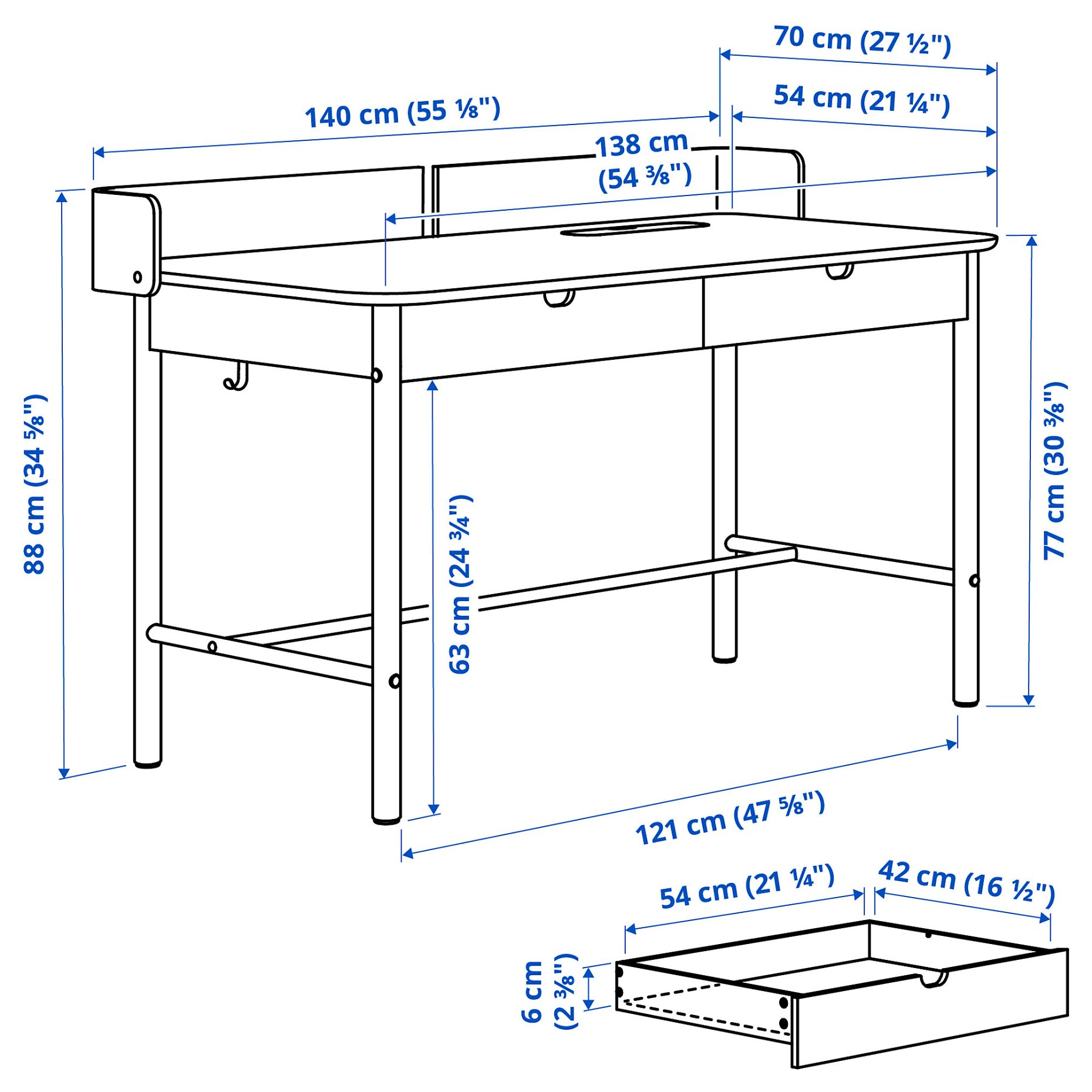 RIDSPÖ, desk, 140x70 cm, 004.852.24