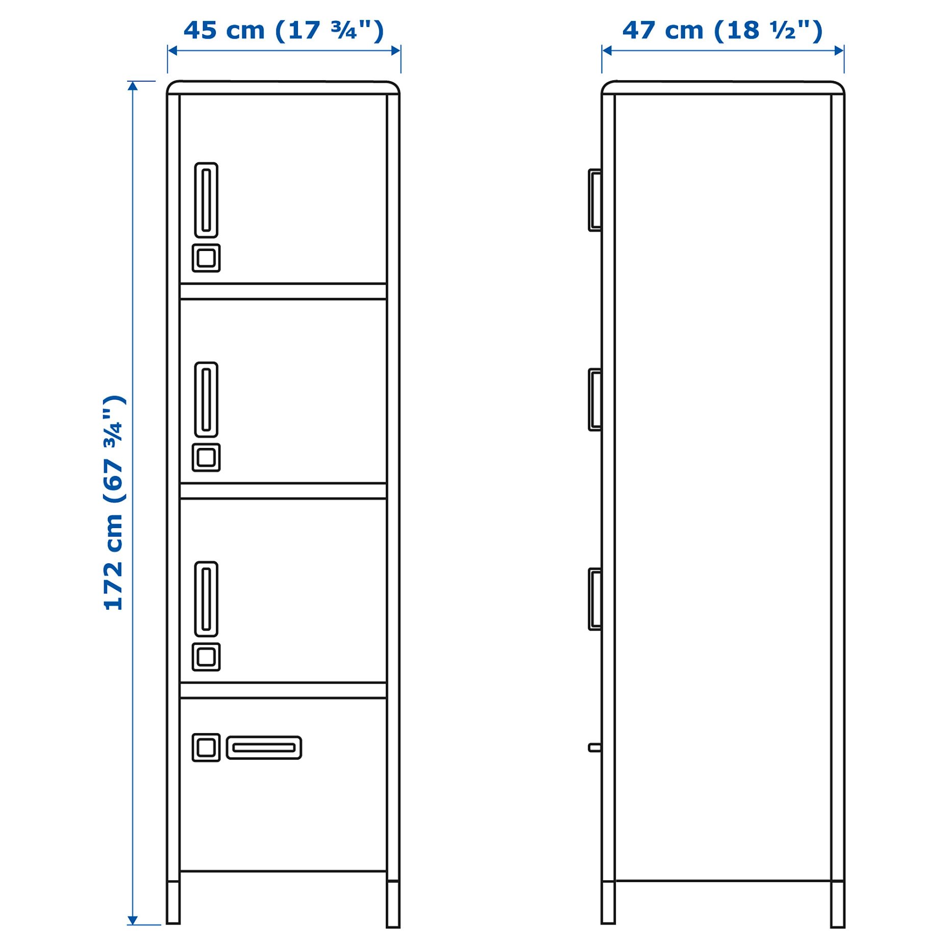 IDASEN, ψηλό ντουλάπι με συρτάρι και πόρτες, 45x172 cm, 004.963.88