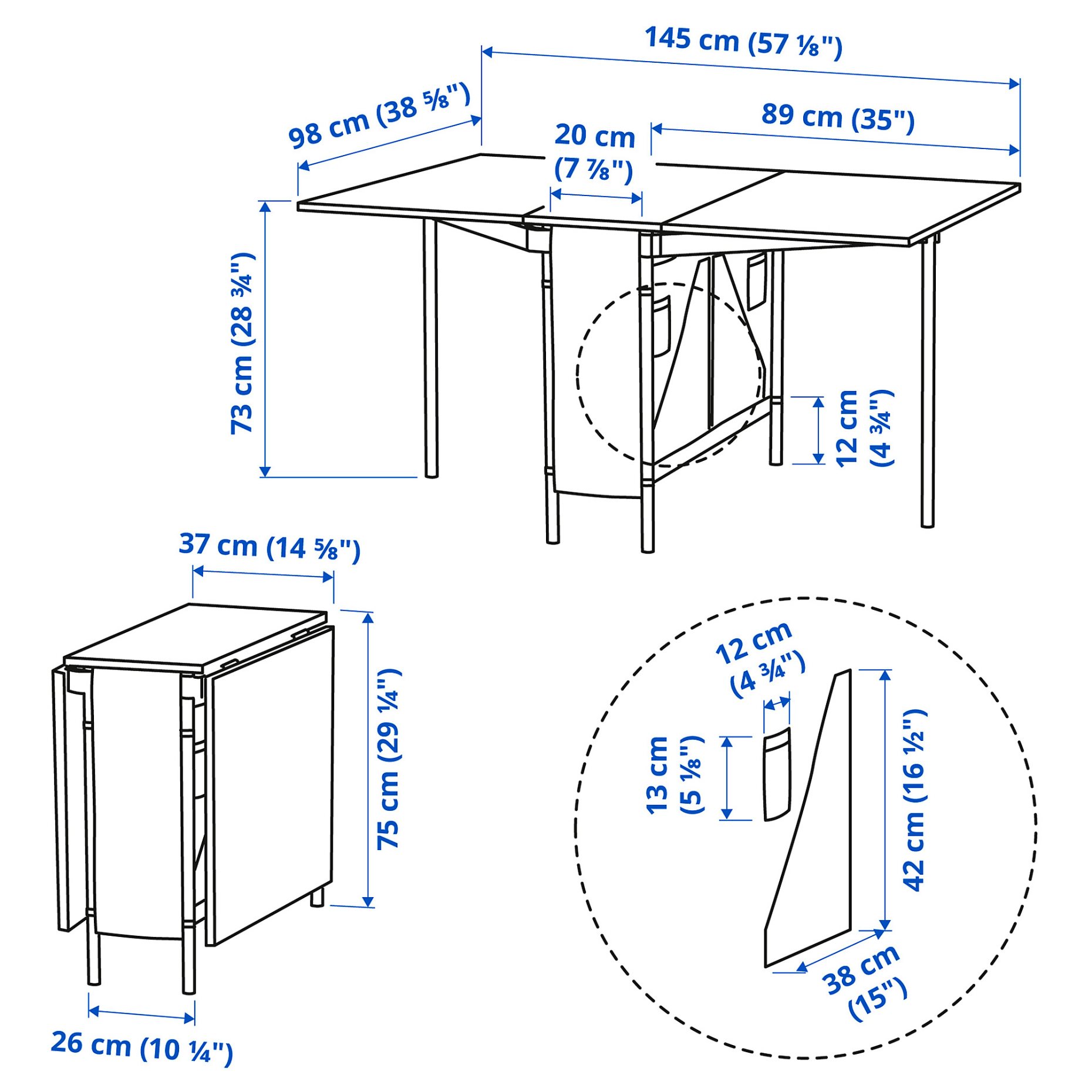 KALLHÄLL, gateleg table with storage, 005.112.23