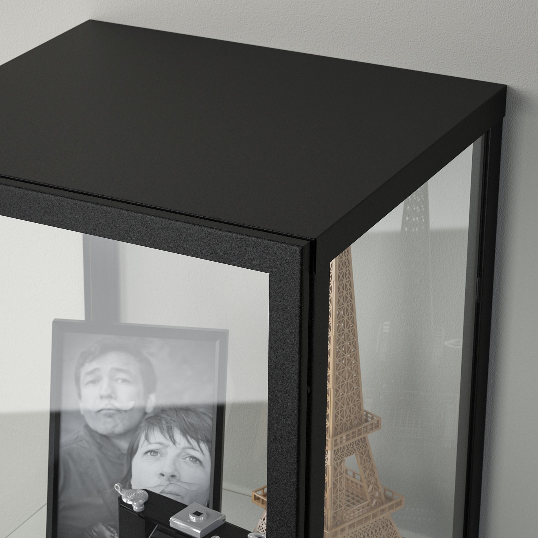 BLÅLIDEN, glass-door cabinet, 35x32x151 cm, 005.205.19