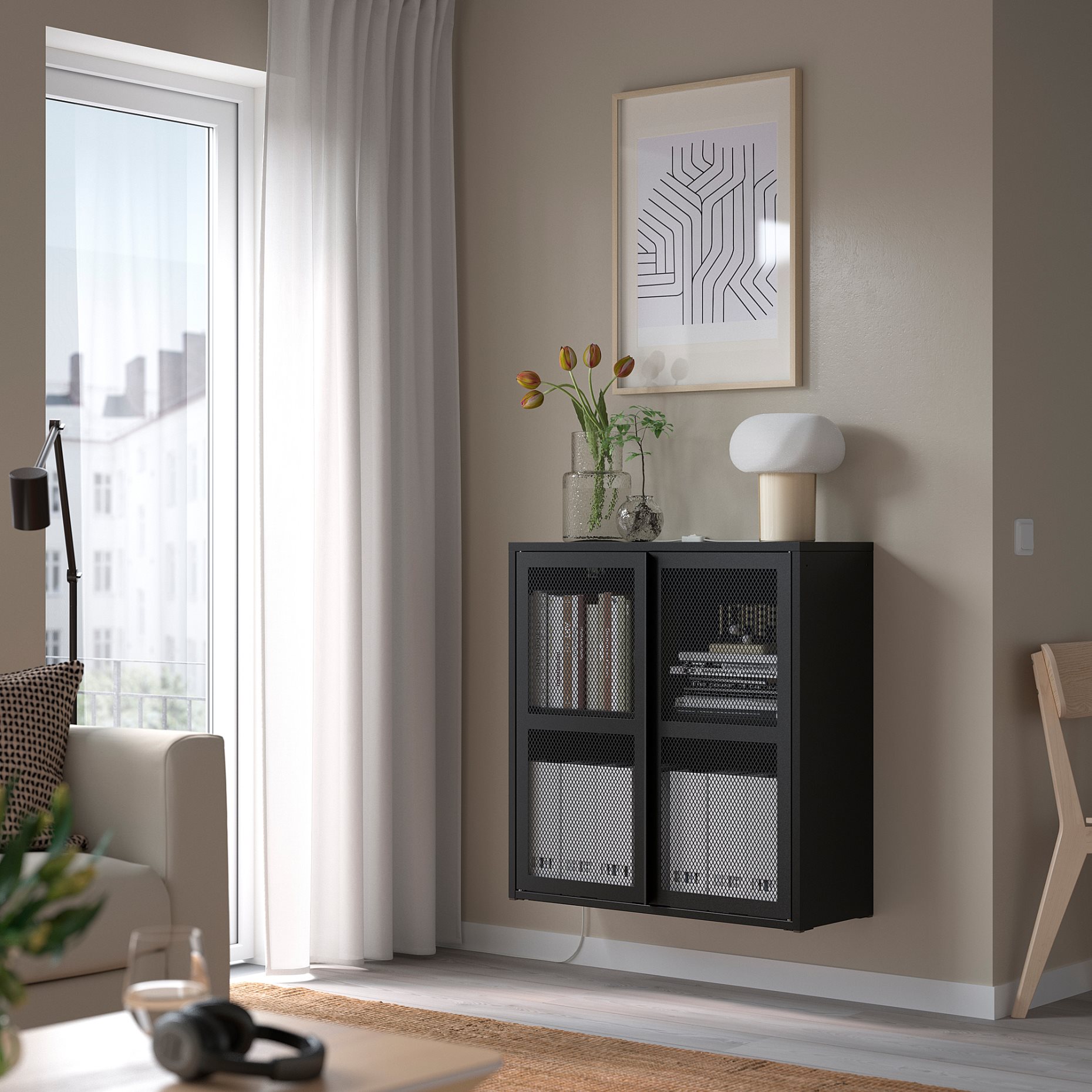 IVAR, cabinet with doors/mesh, 80x83 cm, 005.312.40