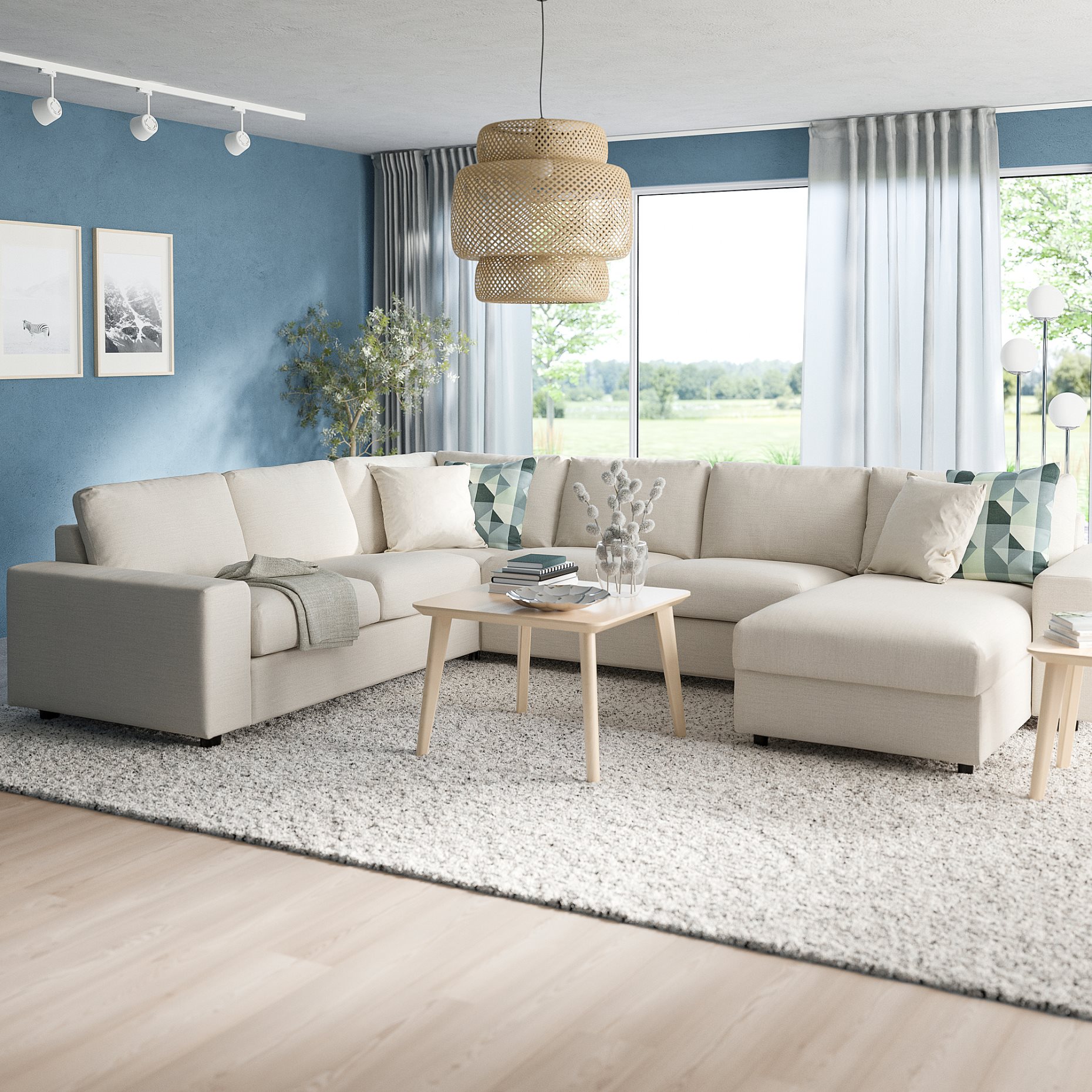 VIMLE, corner sofa, 5-seat with chaise longue with wide armrests, 094.018.28