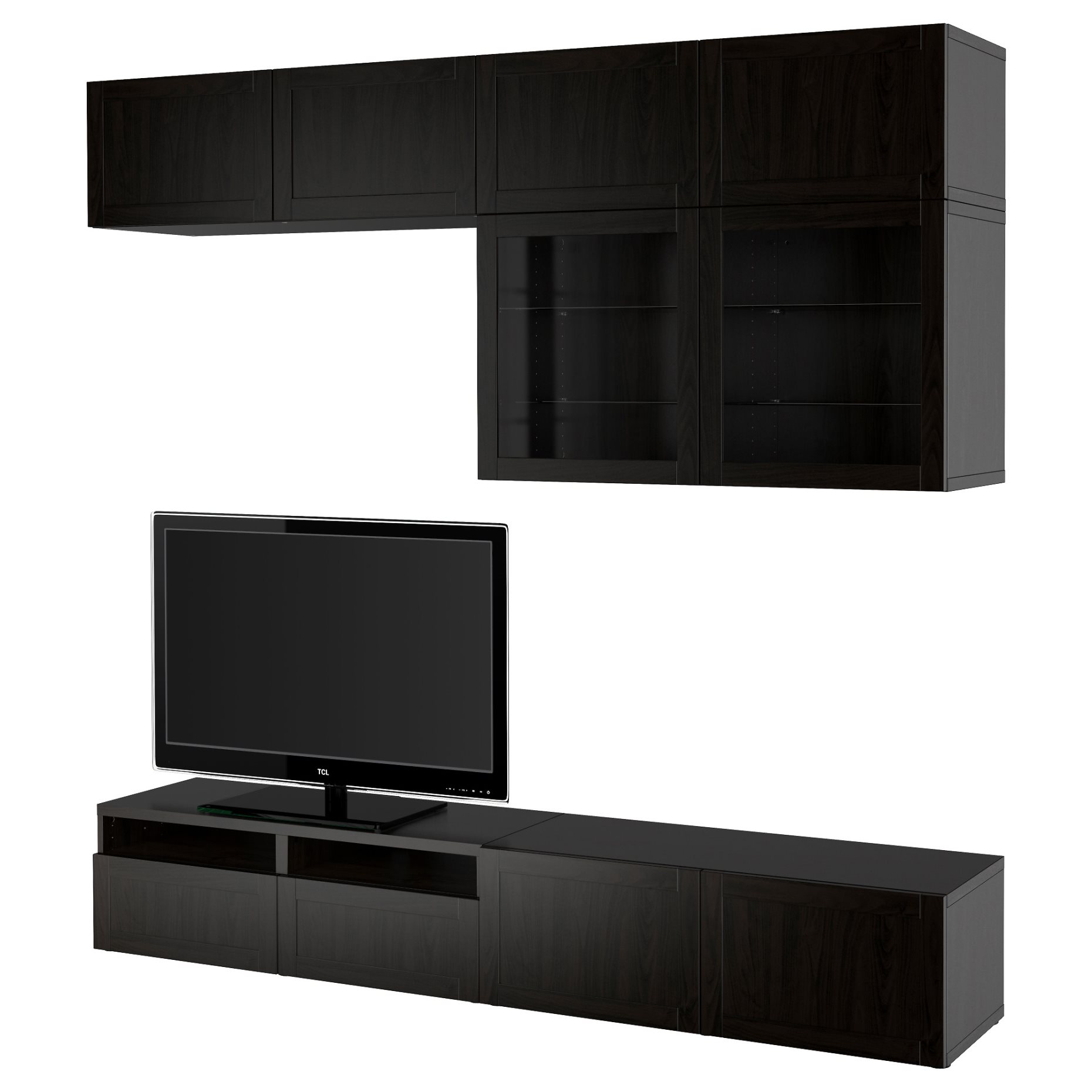 BESTÅ, TV storage combination/glass doors/drawers push open, 240x42x231 cm, 094.123.51