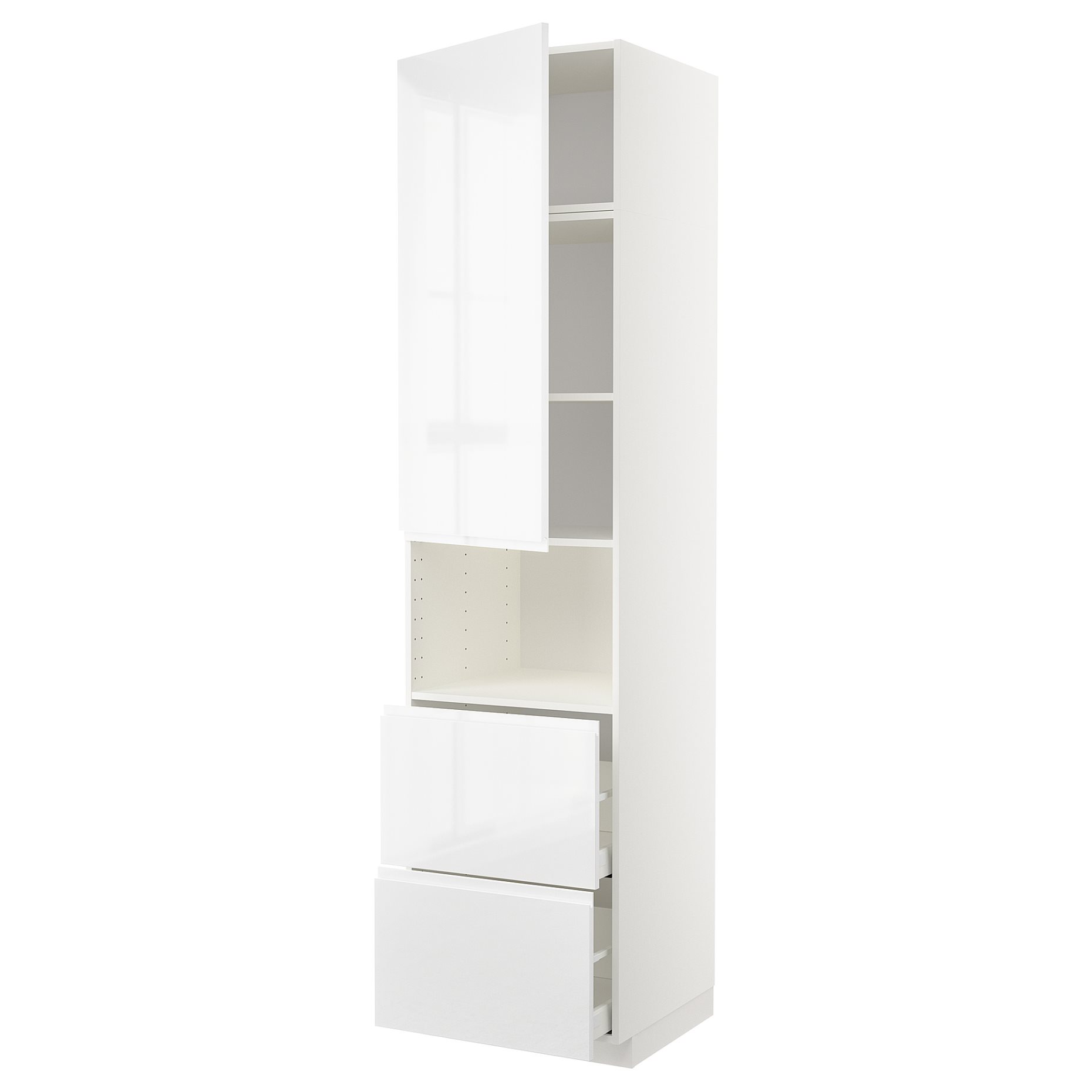 METOD, high cabinet for microwave with door/2 drawers, 60x60x240 cm, 094.688.90