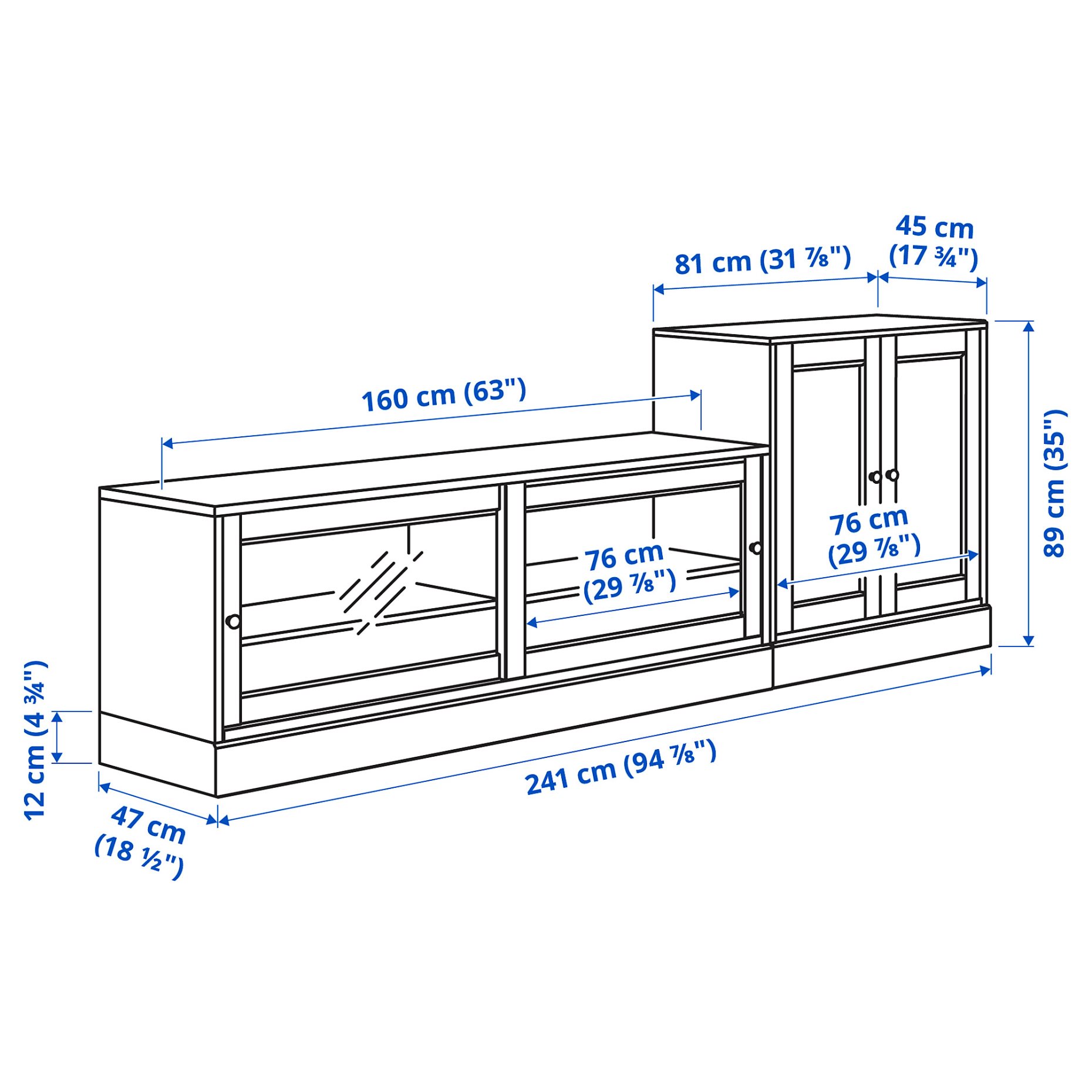 HAVSTA, TV storage combination, 241x47x89 cm, 095.347.72