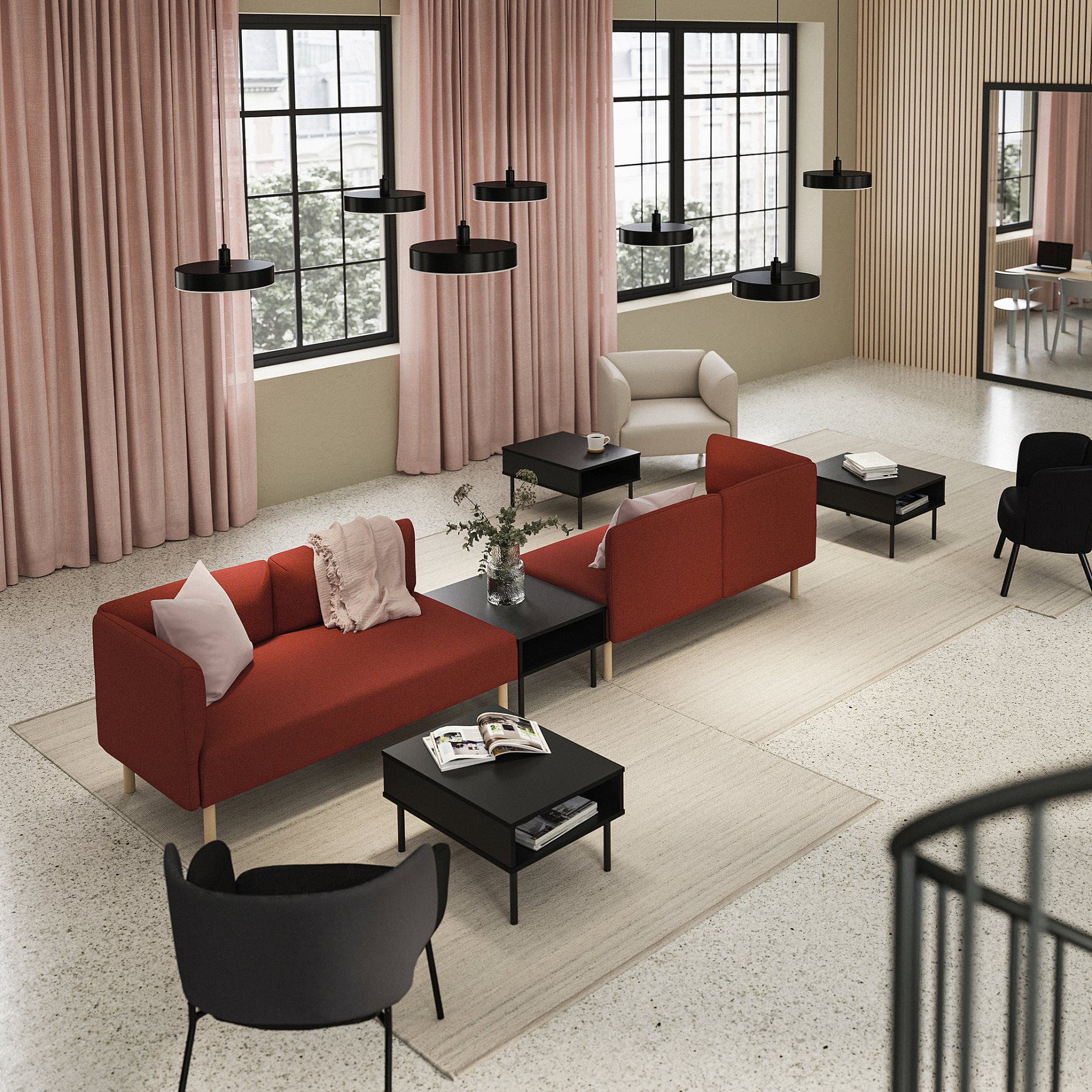 LILLEHEM, 4-seat modular sofa with side table, 095.697.52
